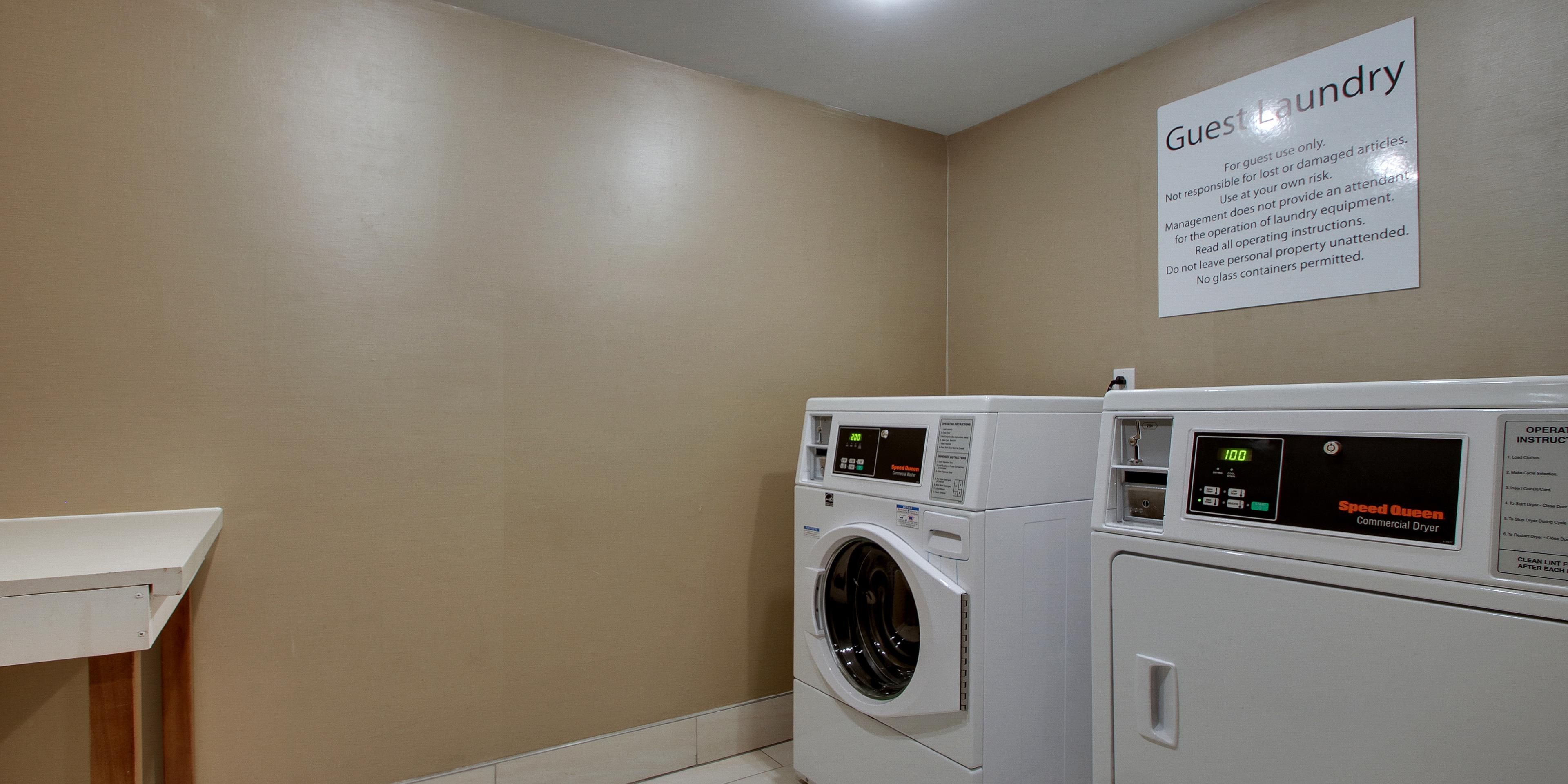 Need to do some laundry? We've got you covered with our on site Laundry Room. With laundry detergent and dryer sheets available for purchase in our Sundries Shop. The low prices of $2.00 per load to wash and $1.00 to dry you'll be so fresh and so clean.