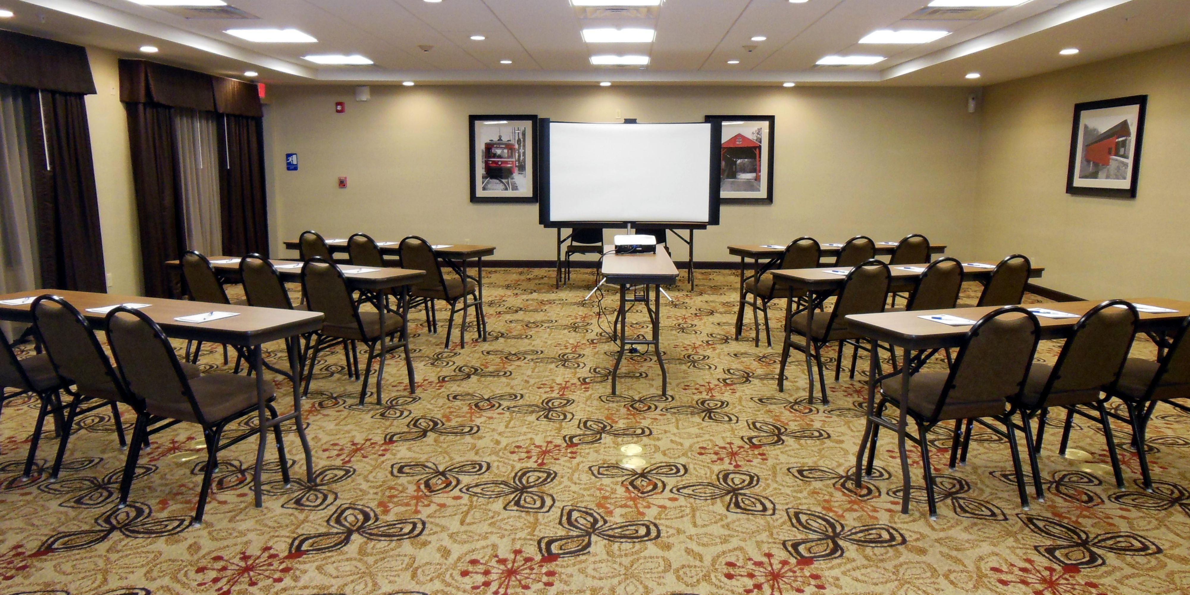 The Holiday Inn Express & Suites Meadowlands offer discounts for groups, teams, weddings and meeting space usage.  We have a large shuttle to take everyone to any event, restaurant, and recreational activity in the Washington, PA local area.  Stop by or call the hotel today for a tour, rate quote or any other questions. We are always available! 
