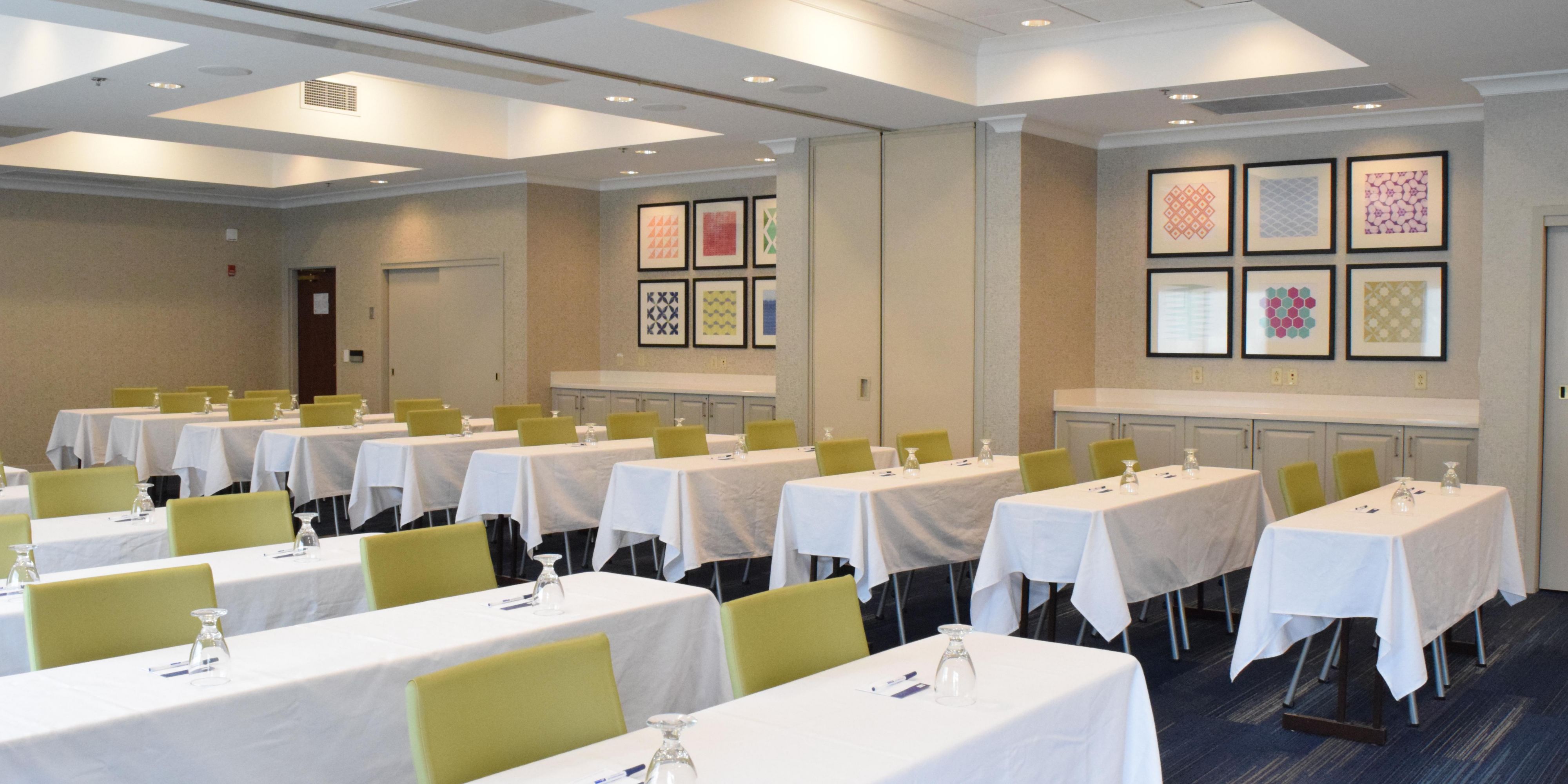 With a total of 2,208 square feet of meeting and event space, we can accommodate whatever needs you may have. From a small meeting in our private boardroom to a large event of up to 100 people in our ballroom, our hotel has it all. We host board meetings, birthday parties, baby showers, holiday parties, and more!