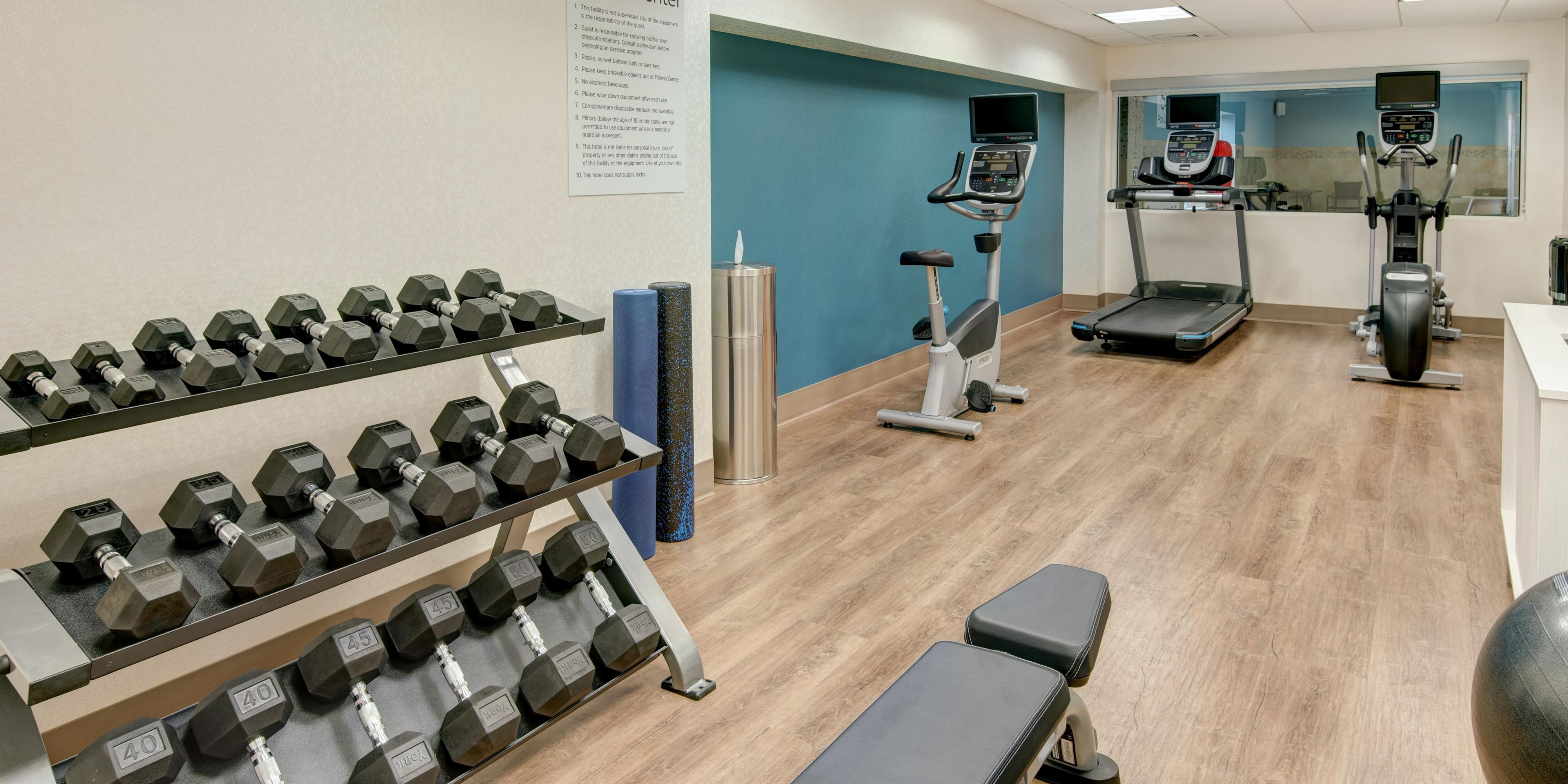 Turbocharge your energy in our modern fitness center with training equipment and cardio machines.