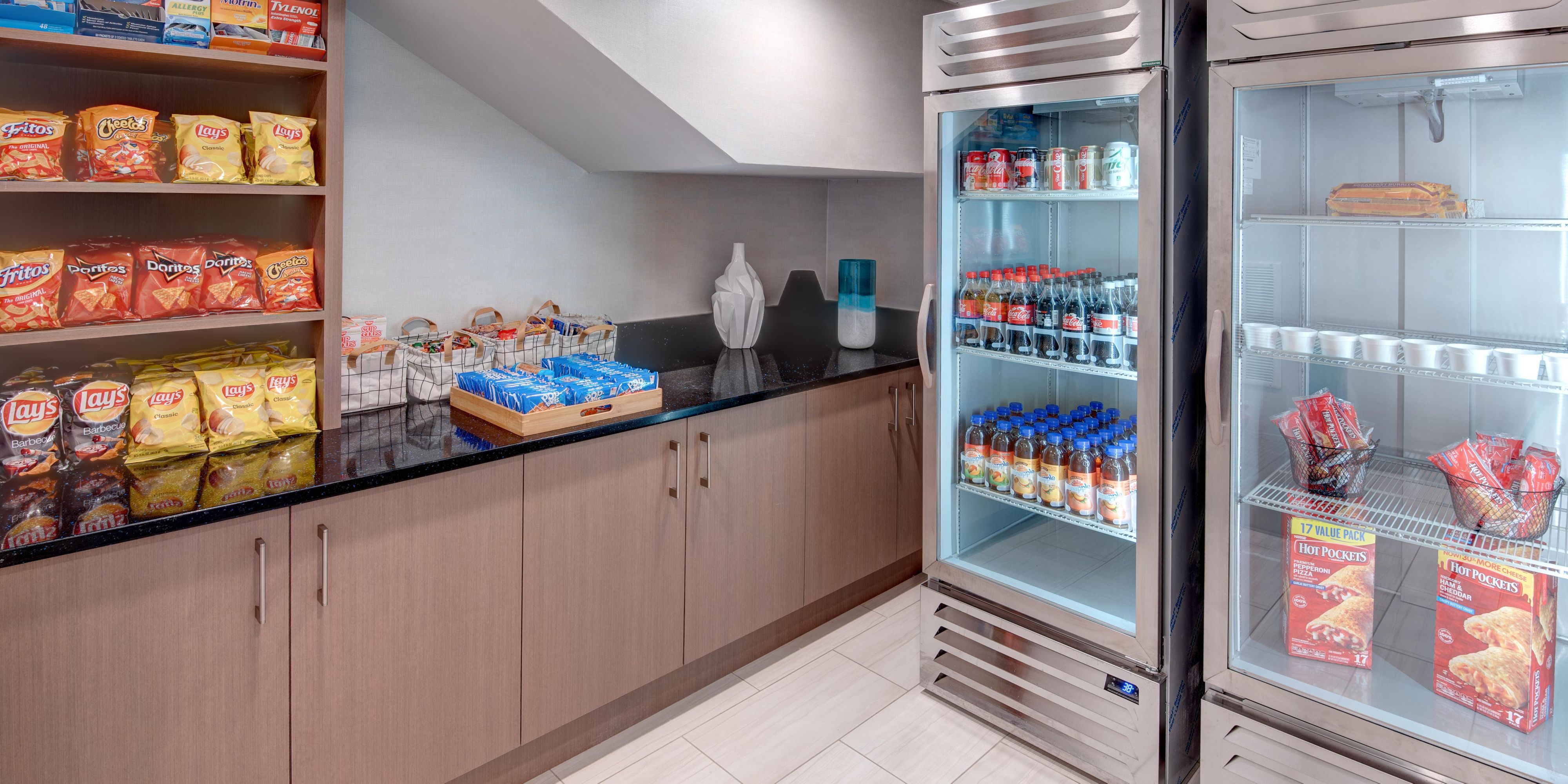 Forget something? Need a late night snack or drink? Our Marketplace has you covered with a wide array of snacks, drinks, and toiletry items at your fingertips.