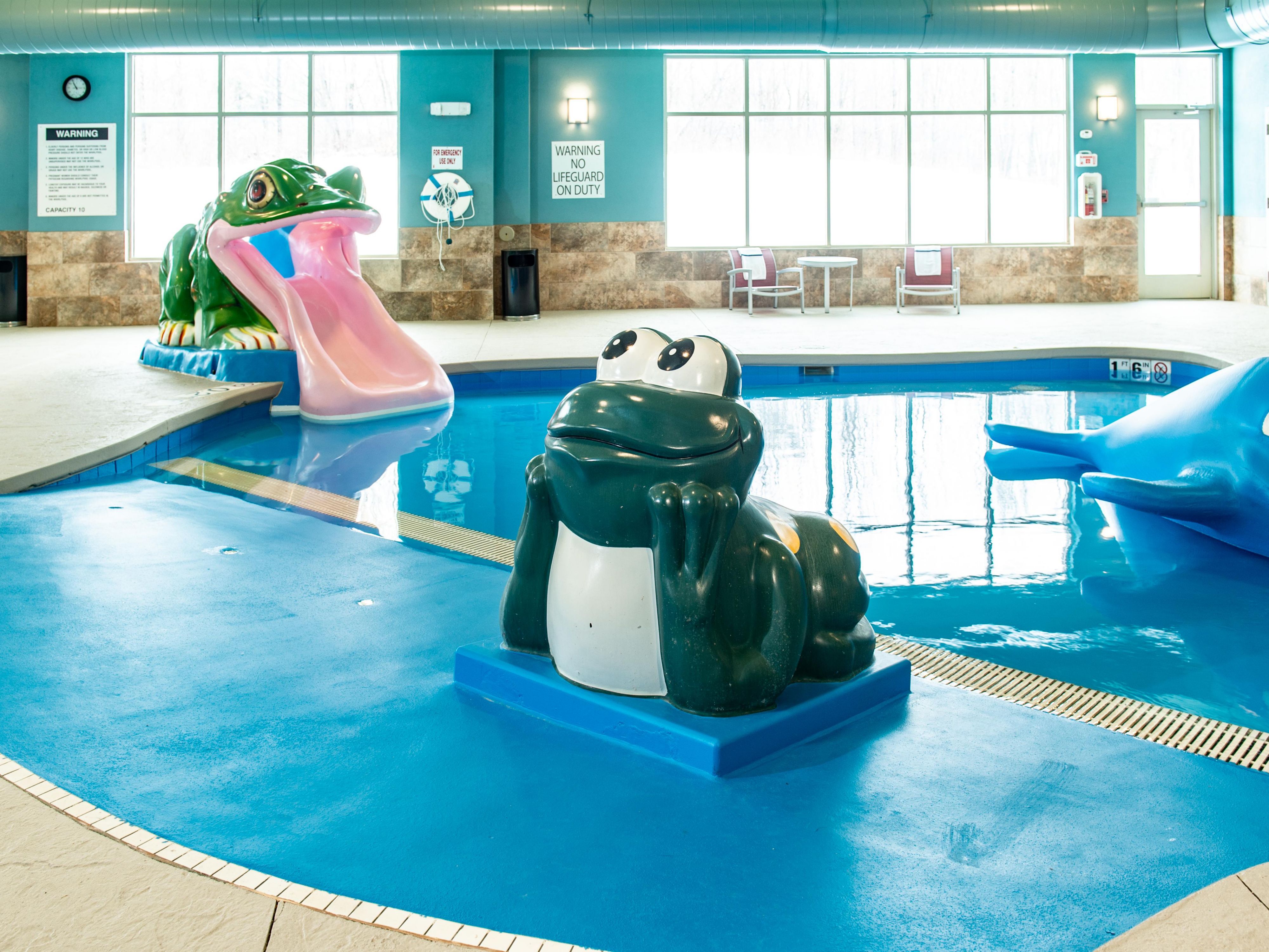 Our hotel is perfect for family's looking to get away for the night. Our indoor pool with a hot tub also features a children's pool and frog slide for small children.