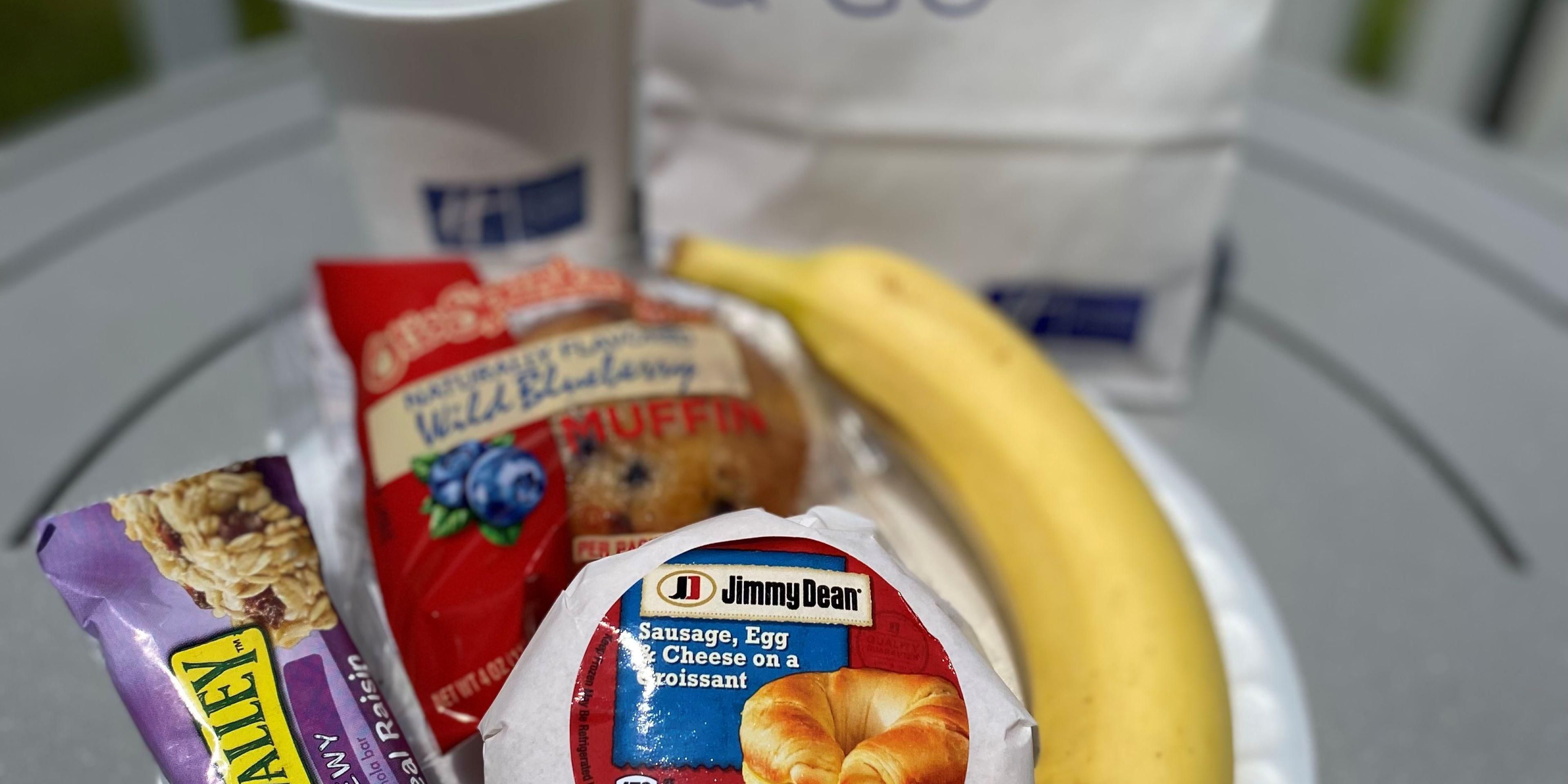 For those who need to get up and hit the road, we offer a complimentary Grab-N-Go breakfast! Available Tuesday-Friday, 5am-6am. Breakfast consists of a warm breakfast sandwich, muffin, granola bar, and fruit. *Options may vary. 
Express Start Buffet Breakfast served daily following Early Bird Breakfast. 