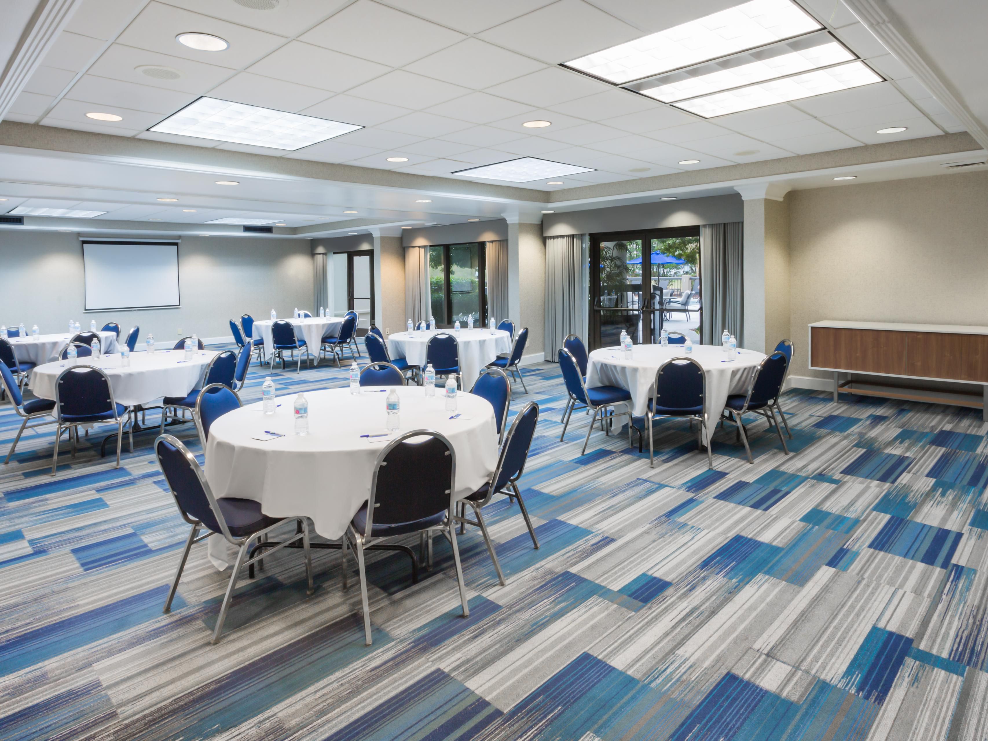 Our newly remodeled meeting & events rooms can accommodate up to 100 people in a variety of settings. Choose from several local caterers or feel free to bring in your own. A/V equipment is available for rent & room rental fee is based on season and time of day.