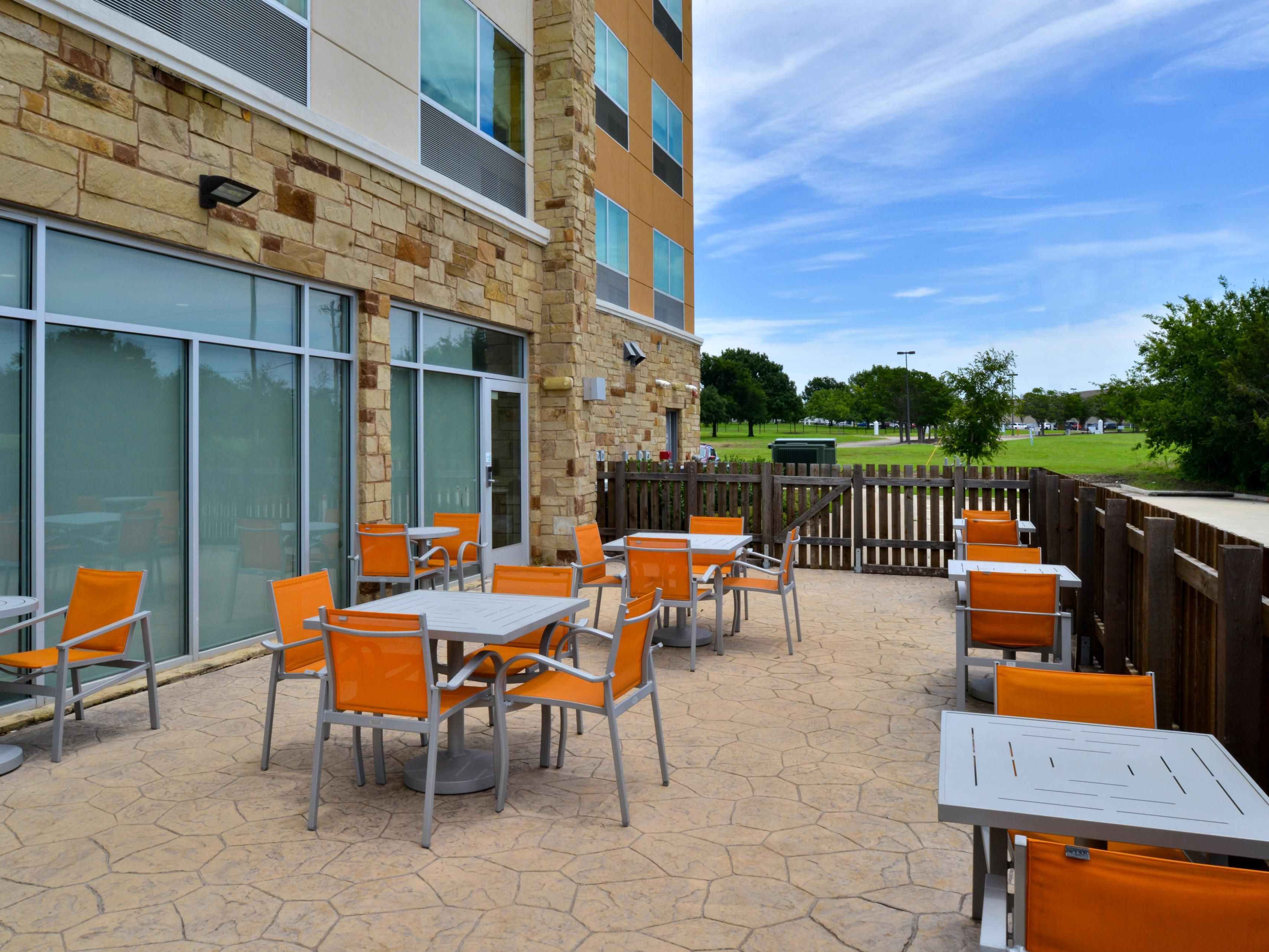 Enjoy a moment of peace and quiet on our outdoor public patio