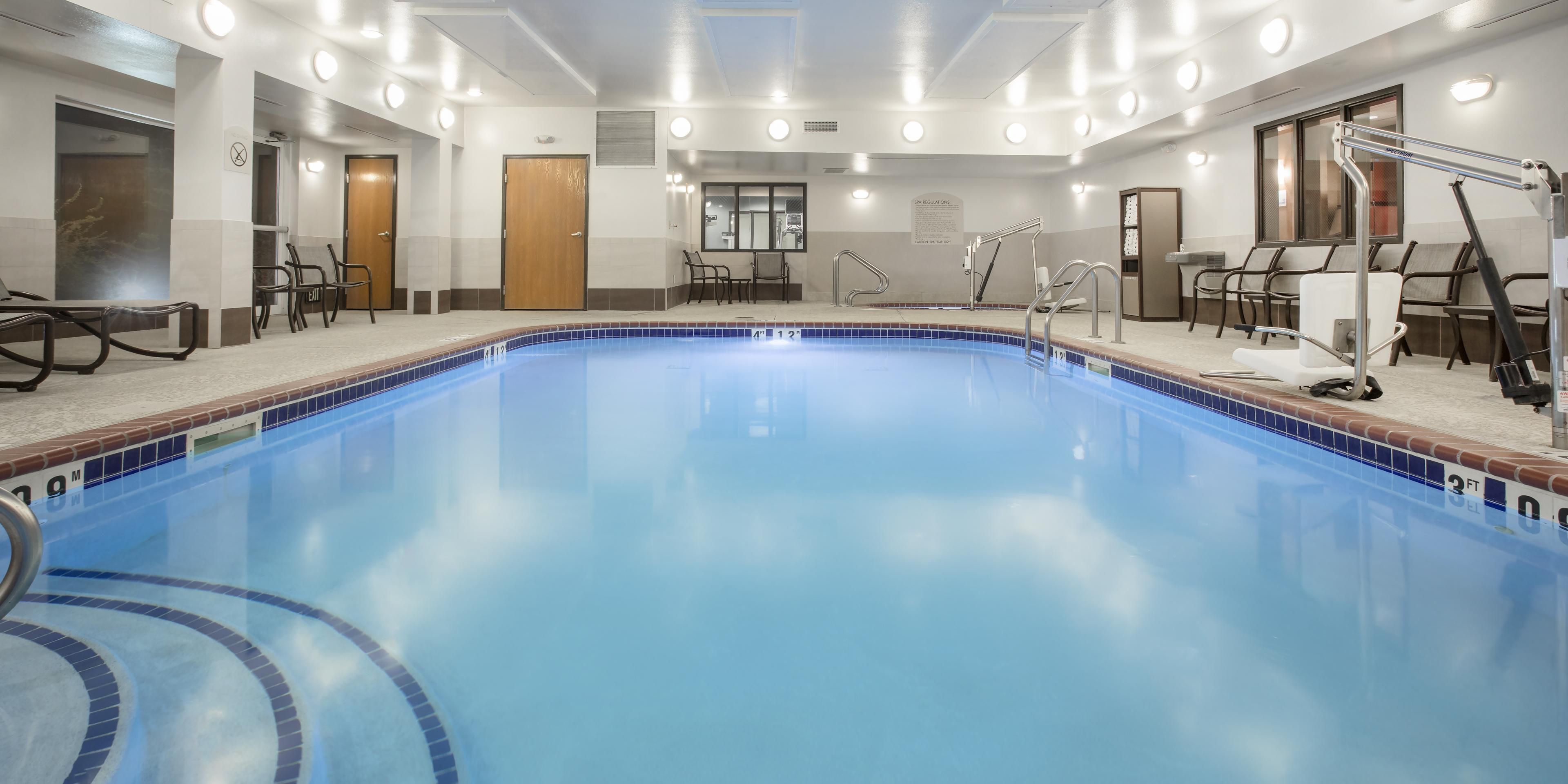 No matter the temp outdoors, you can enjoy our indoor pool and spa all year round.