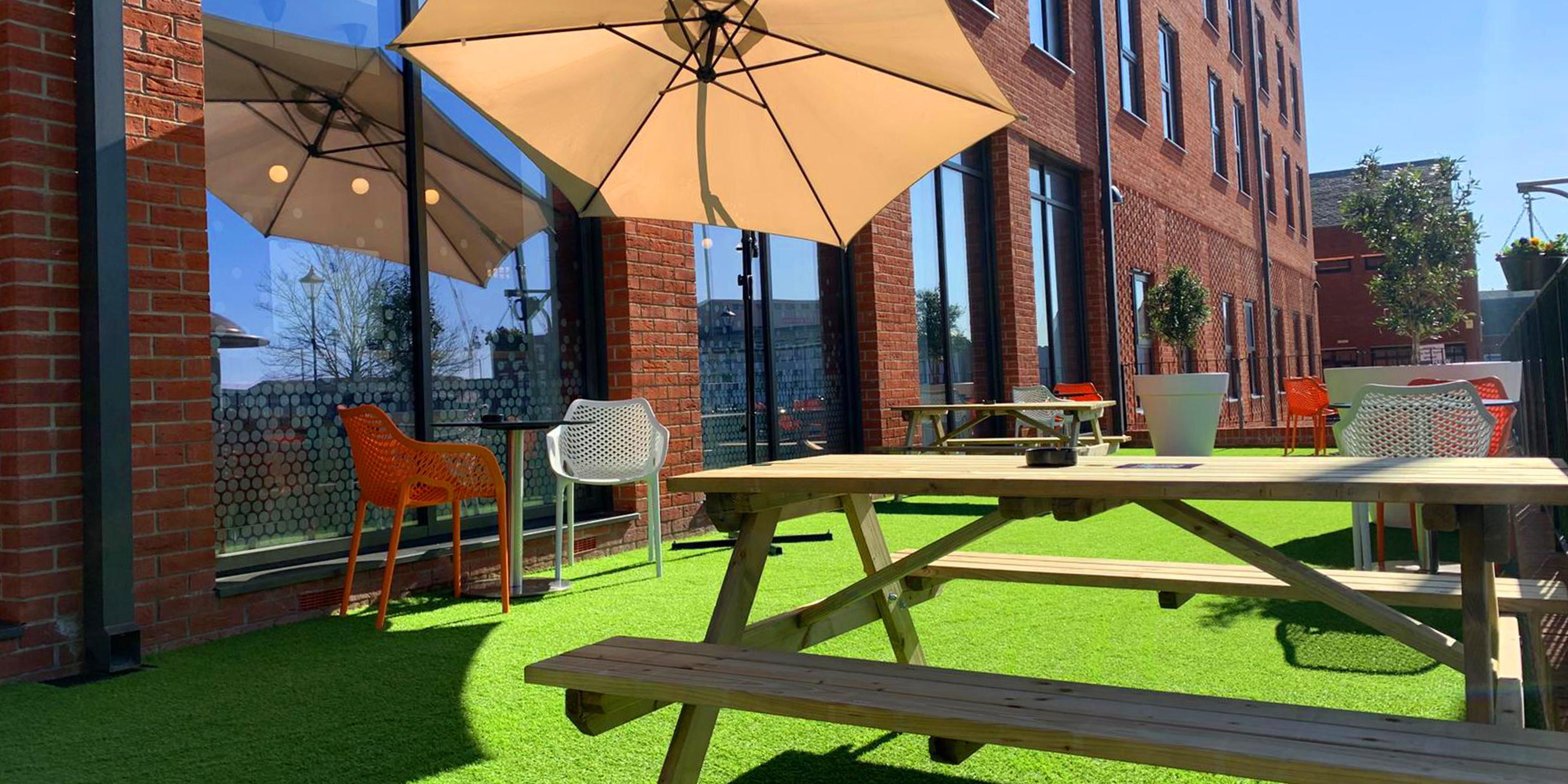 We have a brand new outdoor terrace which is a perfect space for dining and drinking.
Relax in the sun with some lunch and take advantage of our seasonal offer on Aperol Spritz.