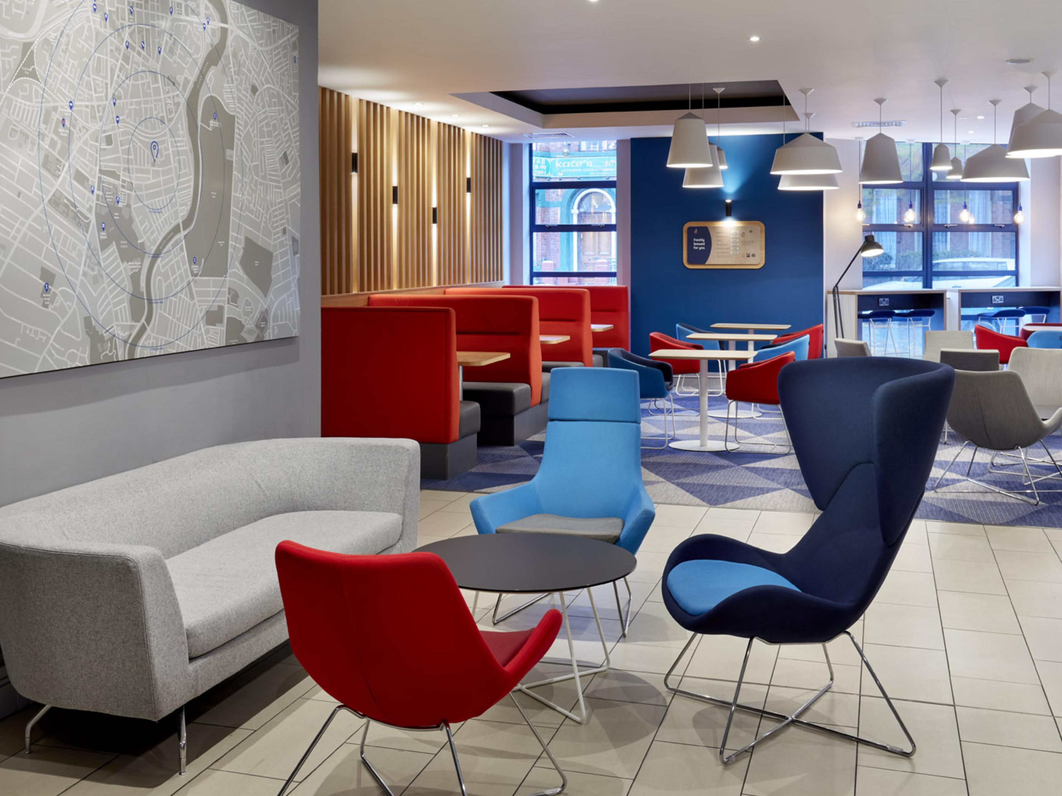 Our lobby area offers lots of space to sit with friends and family