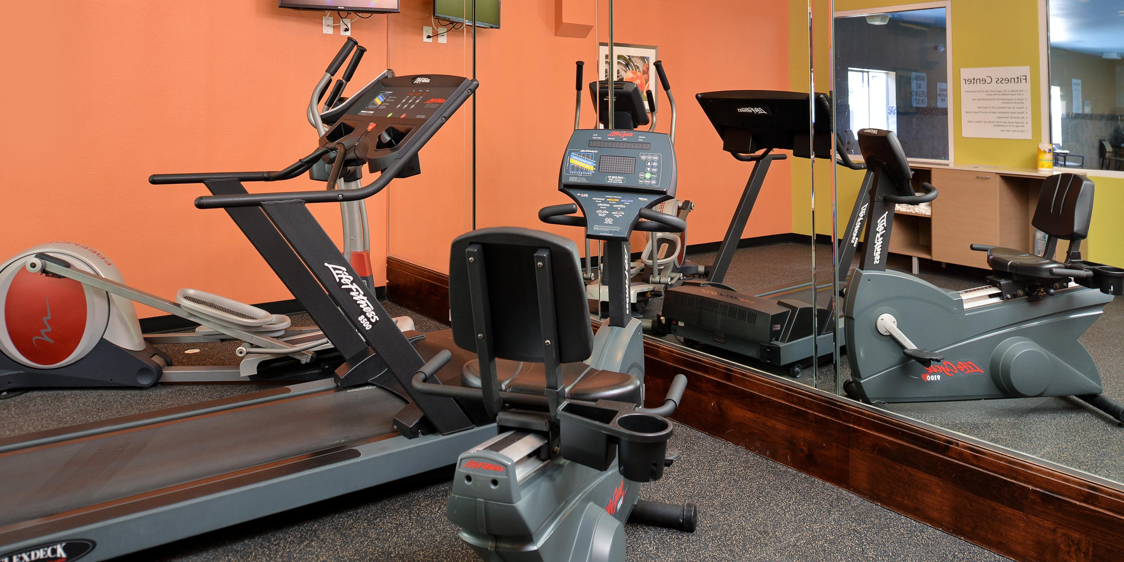 Stay active during your time at the Holiday Inn Express Bernalillo in our fitness center. We feature equipment such as free weights, stationary bike, treadmill, balance ball, elliptical to name a few. Our Fitness Center is open 24 hours 7 days a week for your convenience. Complimentary water & towels. Watch your favorite show while you work out!