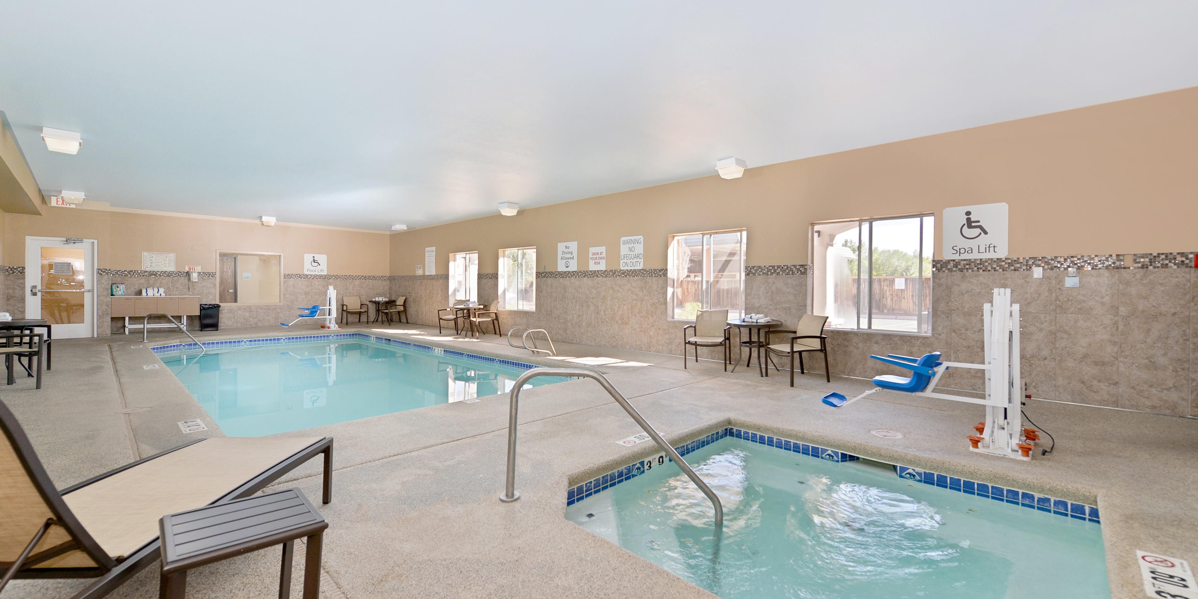 Our indoor pool is available from 8am to 10pm open all year round.  