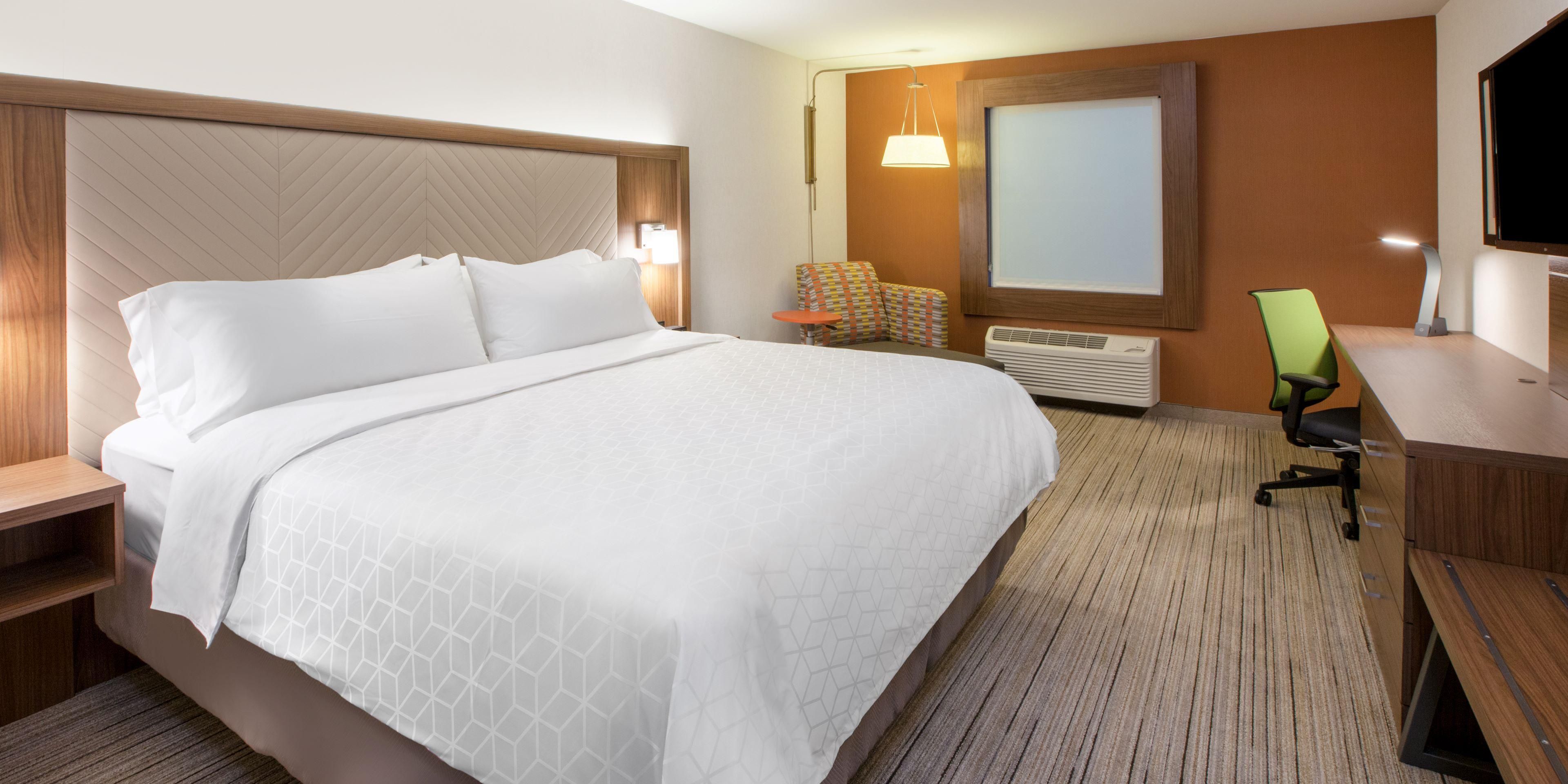 We are very excited to announce a full renovation of our Holiday Inn Express for your continued enjoyment and relaxation.  There has been a $2 million update to bring great enhancements like in room refreshment zone, and IHG Studio!  We enlarged our lounging areas,  added a meeting room for guest needs and a pantry with snacks and beverages!