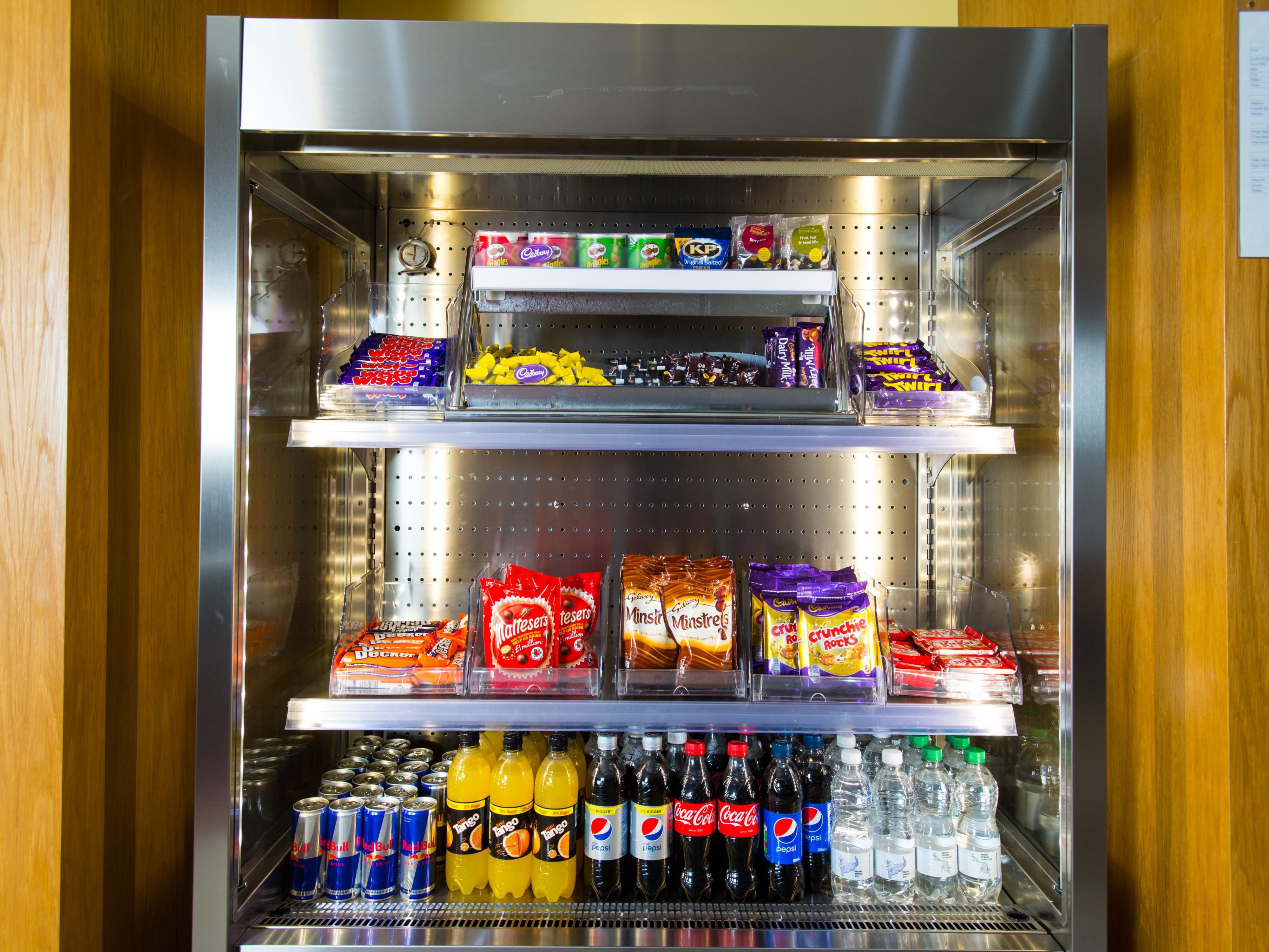Grab a snack from our well-stocked vending fridge.