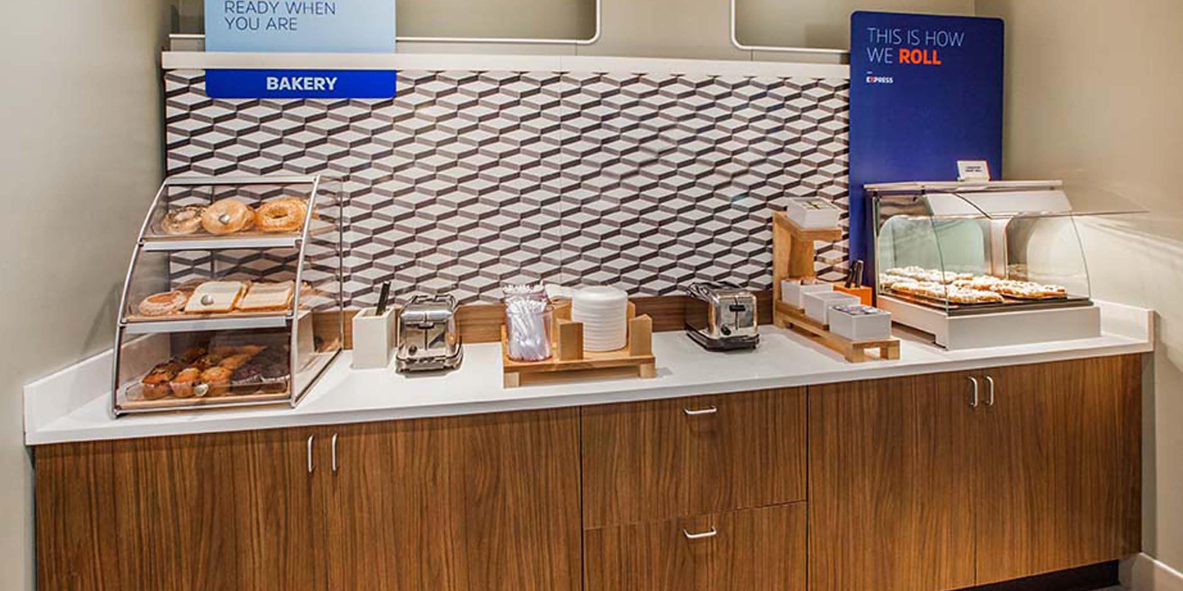 Fuel your day with our complimentary continental breakfast, featuring delicious hot and cold options. Enjoy scrambled eggs, bacon or sausage, and pastries. Plus, fresh fruit, yogurt, and cereal. Get energized with freshly brewed coffee or a glass of juice. Weekdays 6:00 AM – 9:30 AM and 6:00 AM – 10:00AM on weekends.
