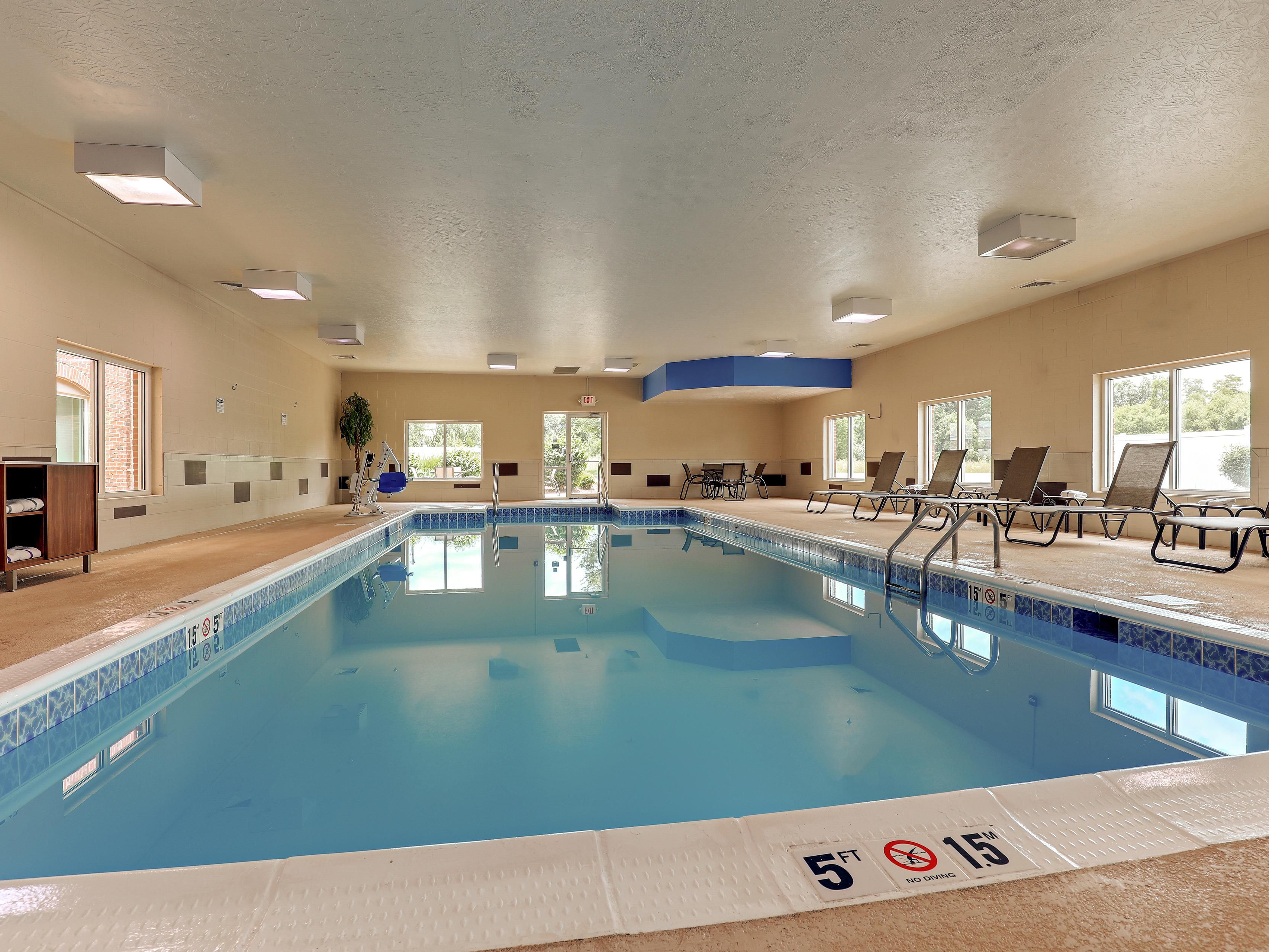 Take a dip in our heated indoor pool, open year-round.