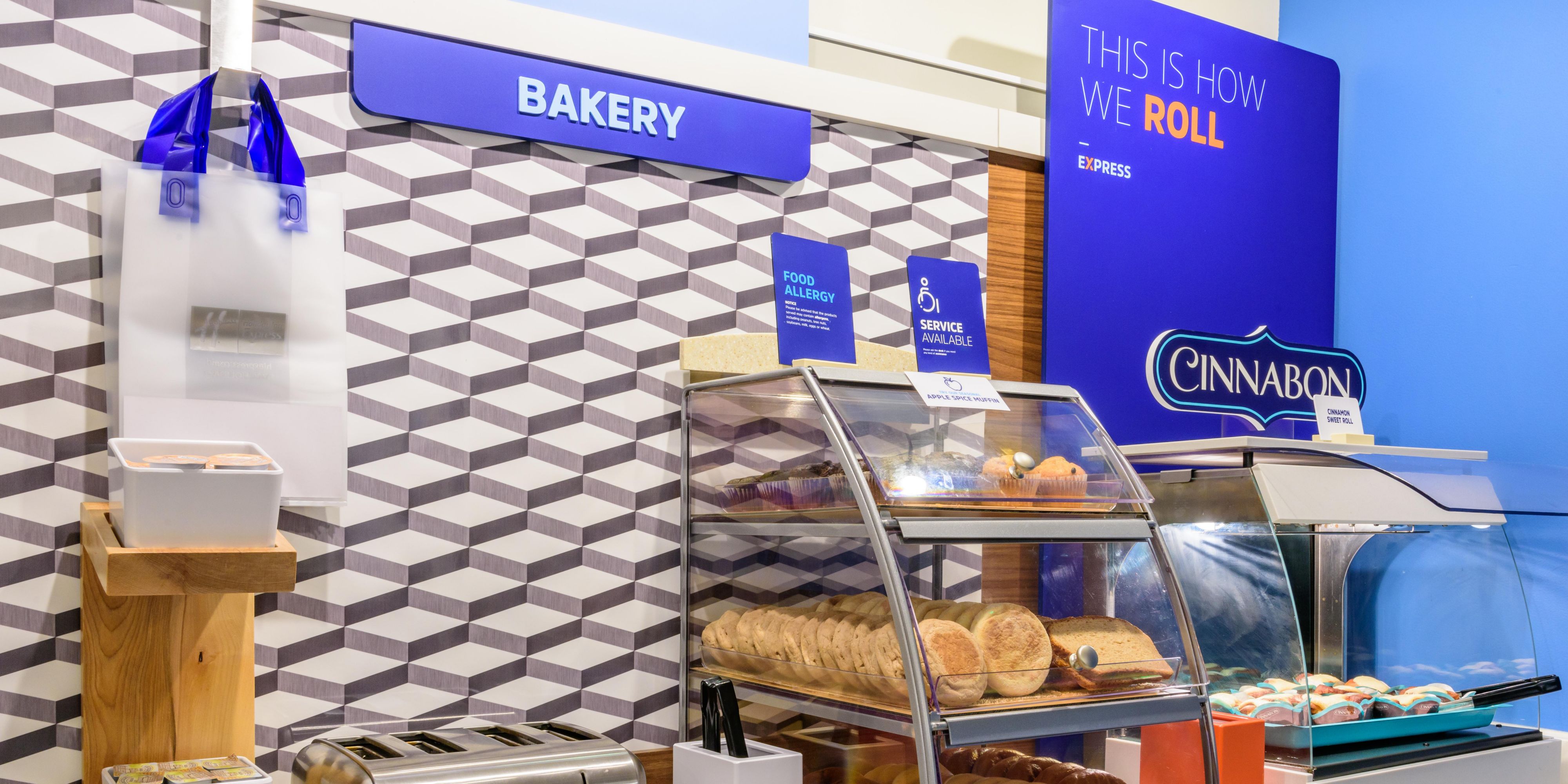 Enjoy a Hot Breakfast or a Grab & Go Breakfast at our newly renovated breakfast bar including eggs, bacon, sausage, biscuits & gravy, fruit cups, yogurt, pastries, cereal, oatmeal, milk, and juice. 