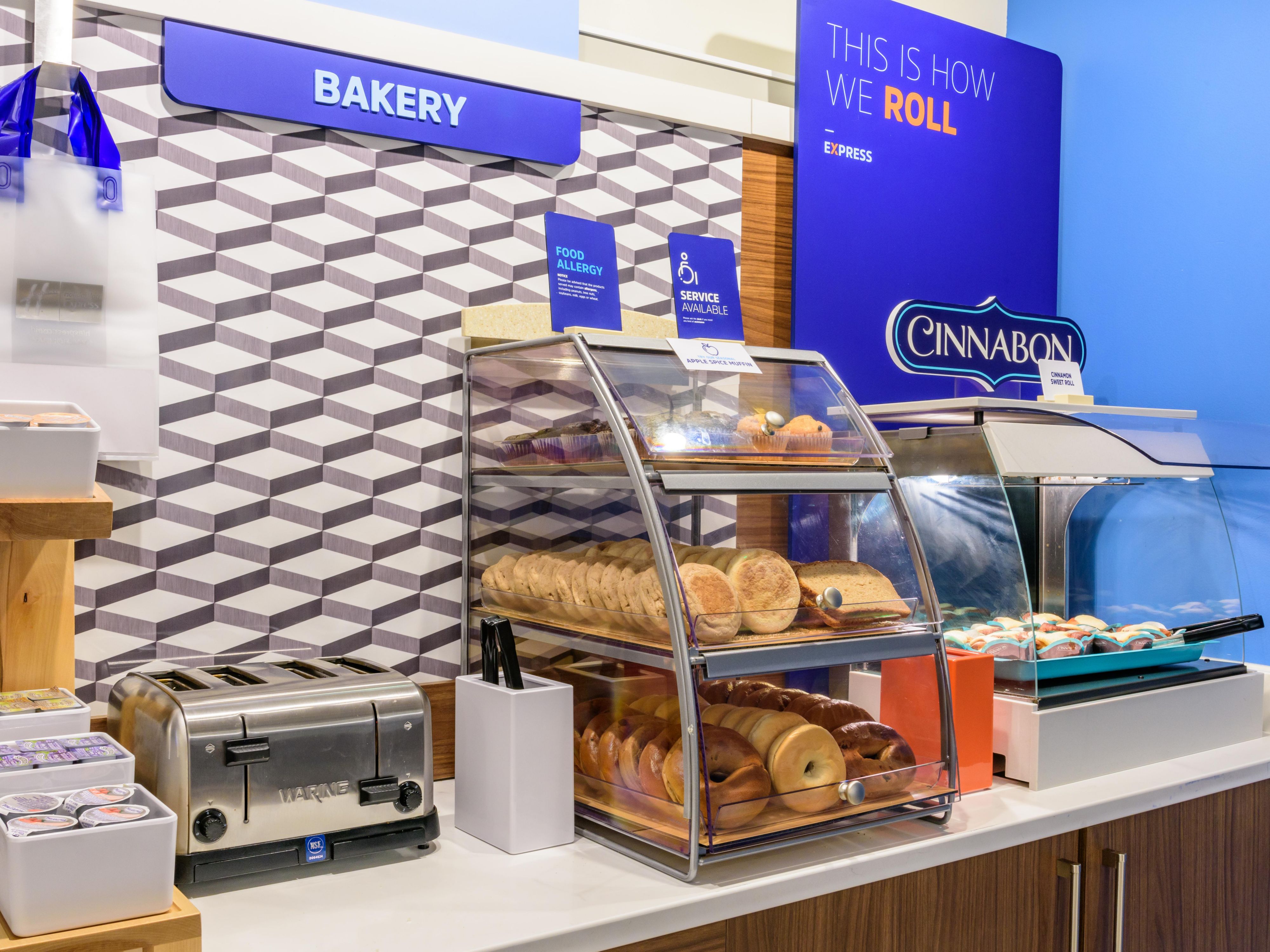 Enjoy a Hot Breakfast or a Grab & Go Breakfast at our newly renovated breakfast bar including eggs, bacon, sausage, biscuits & gravy, fruit cups, yogurt, pastries, cereal, oatmeal, milk, and juice. 