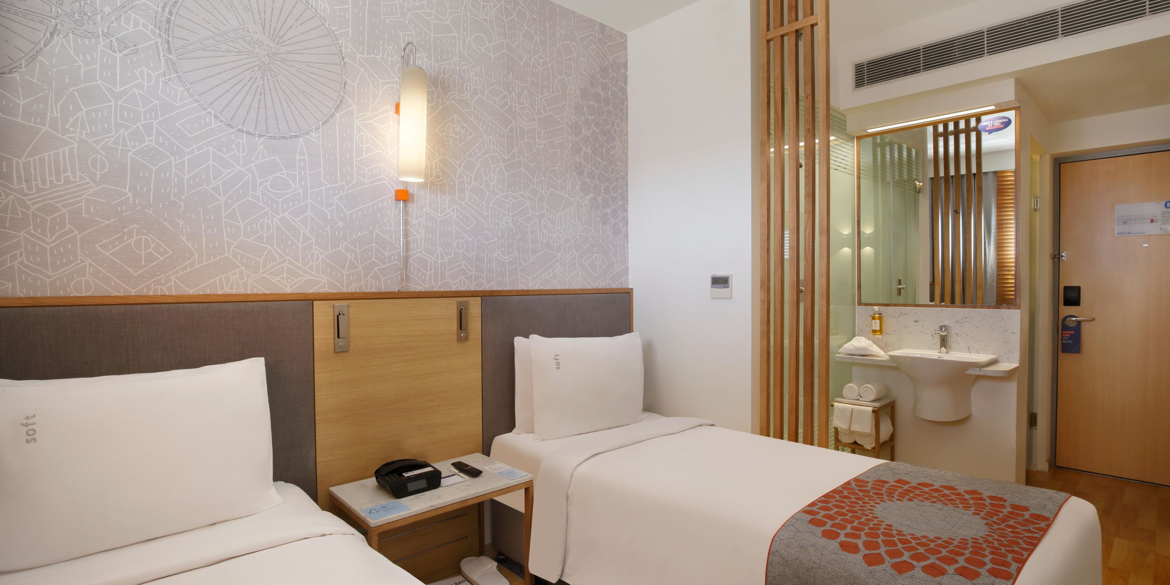 Enjoy the comfort of our guestrooms with amenities that add convenience to your stay, including complimentary breakfast and Wi-Fi &  multi utility charging cables for your phones.Offering a hassle-free Express check-in for each guest with a mini-safety kit which includes hand sanitizer, sanitizing wipes, Lemon hand wash & face mask on request.