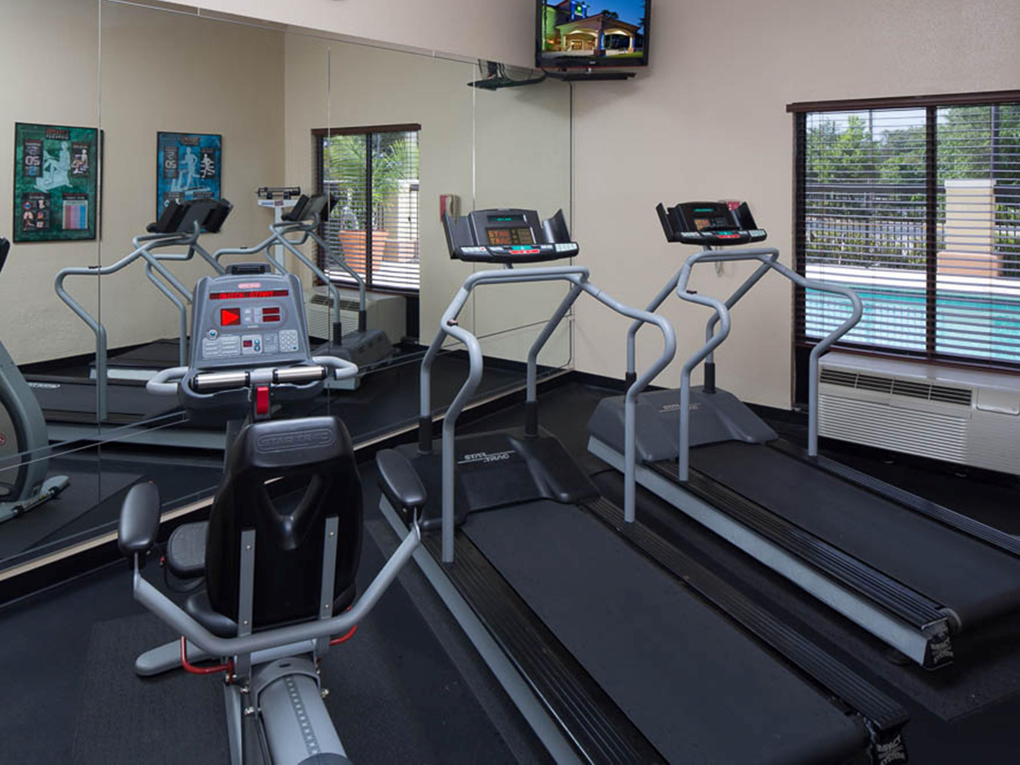 Enjoy our 24-hour Fitness Center, so you can get all your exercise in, even while away from home.