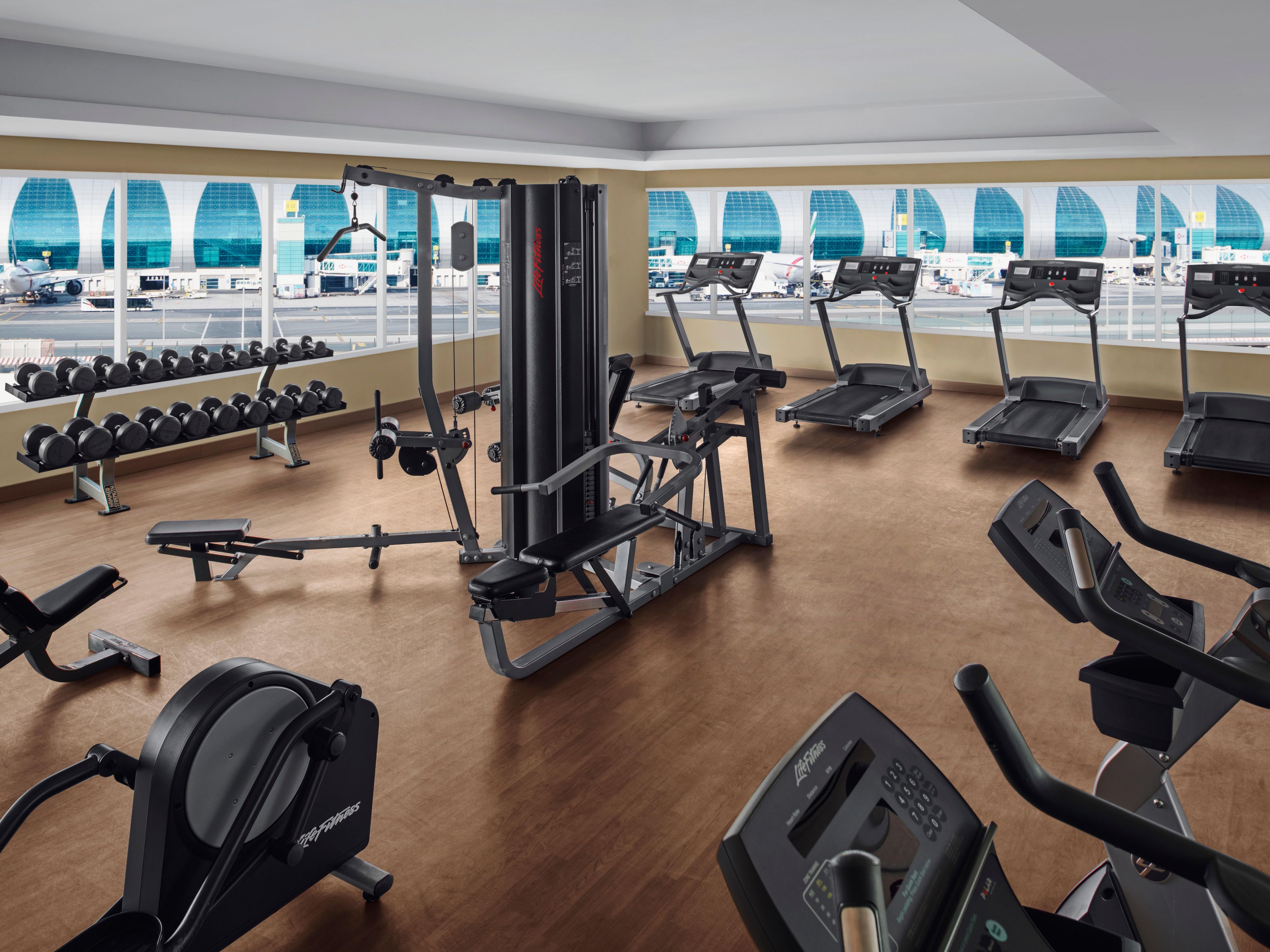 Keep up with your training while away from home. Our gym facilities are open 24 hours and offer a diverse range of options to exercise.