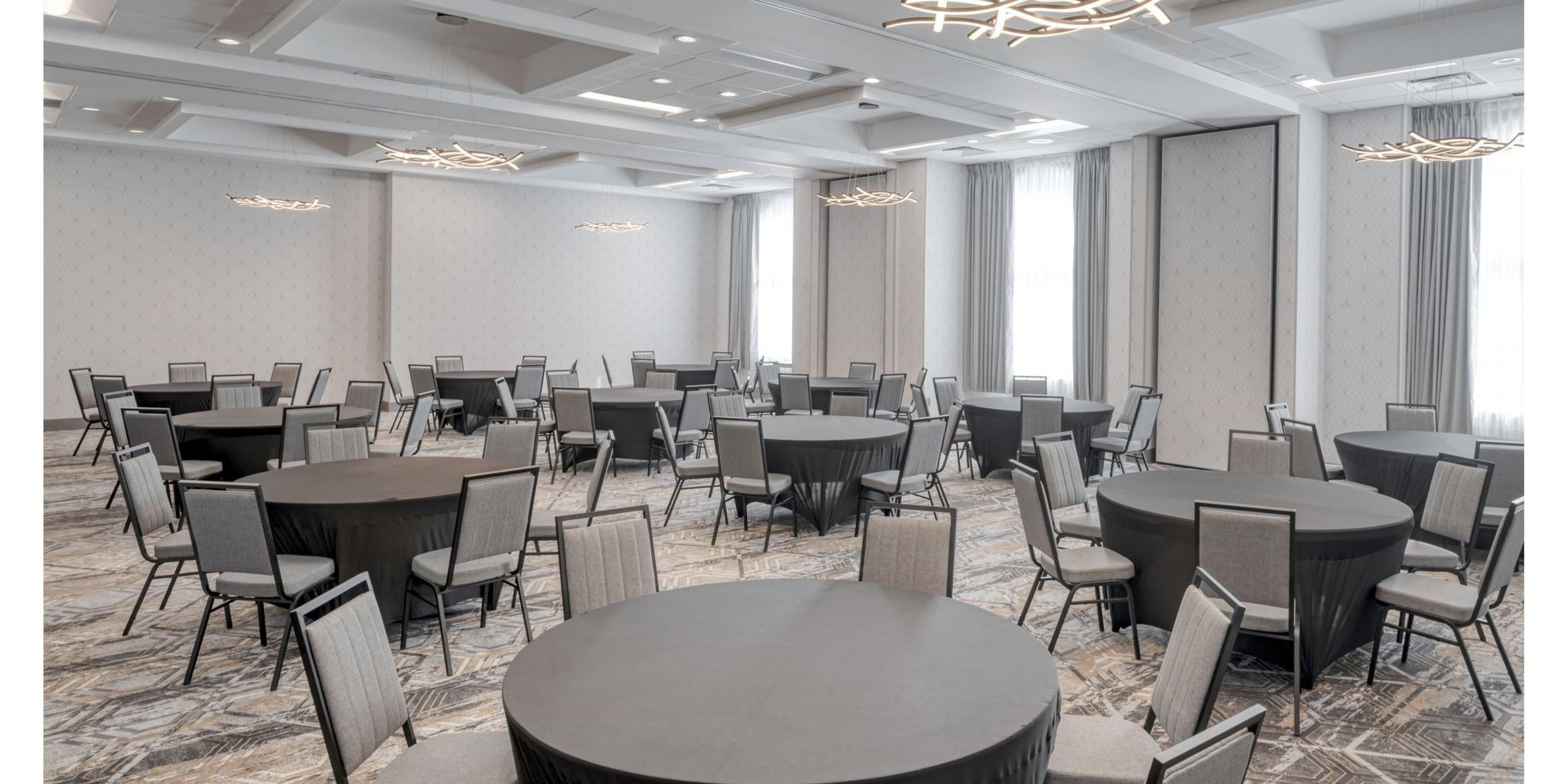 Looking for a space to hold your next meeting? Tired of dark, stuffy, hotel meeting rooms? Our Banquet room will provide you with a bright and modern venue from which to meet with colleagues in the area! Email our Sales Team and ask how we can elevate your next meeting.