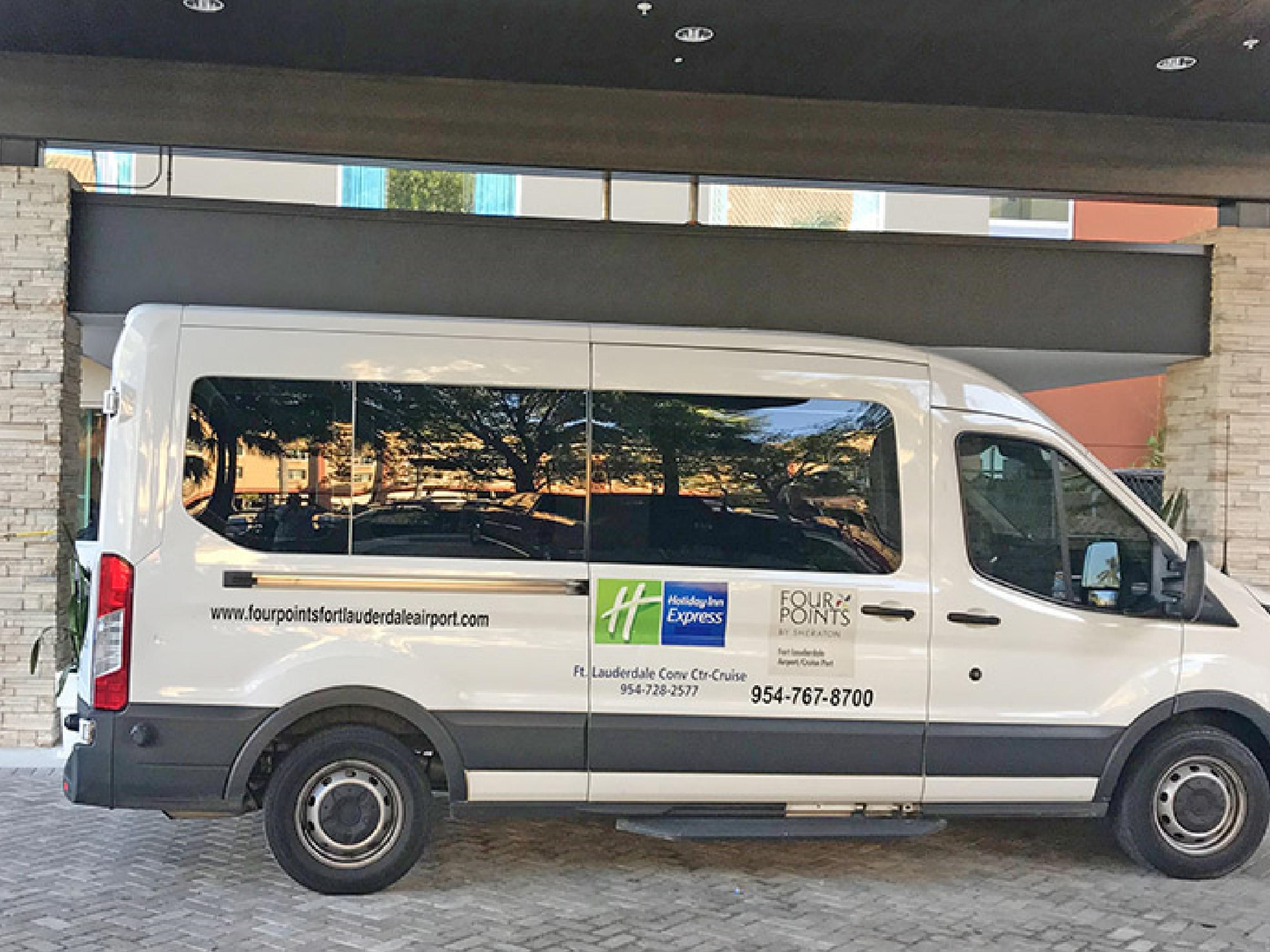 Enjoy our complimentary shuttle to and from the Fort Lauderdale International Airport. By appointment only.  Please call the hotel once you have picked up your luggage and we will dispatch the shuttle to pick you up at designated locations at the airport.  Operates 5a-midnight.  Cruise port shuttle is managed by off site company for a fee. 