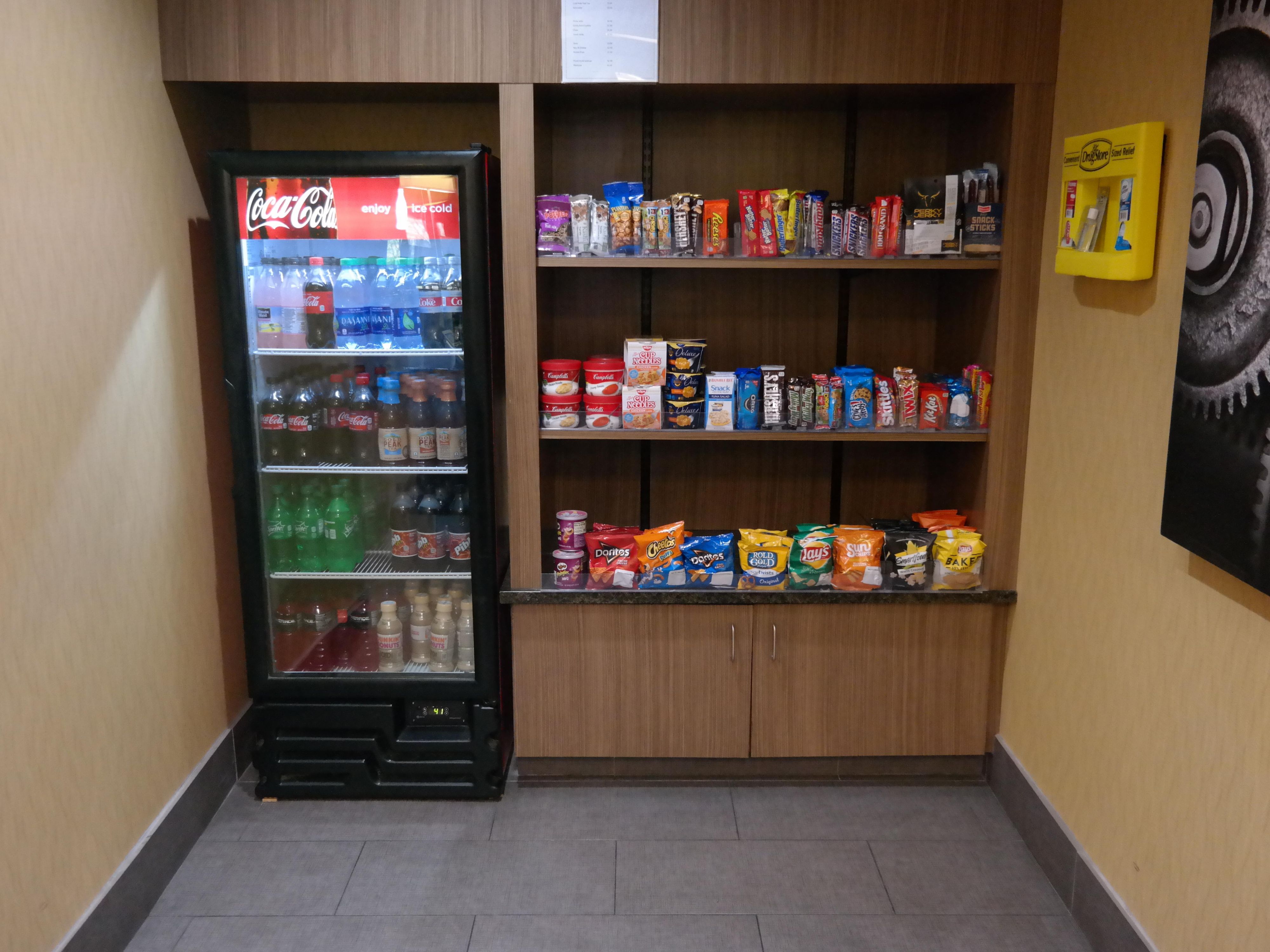 Forget something? Need a late night snack or drink? Our Marketplace has you covered with a wide variety of snacks, drinks, and toiletry items.