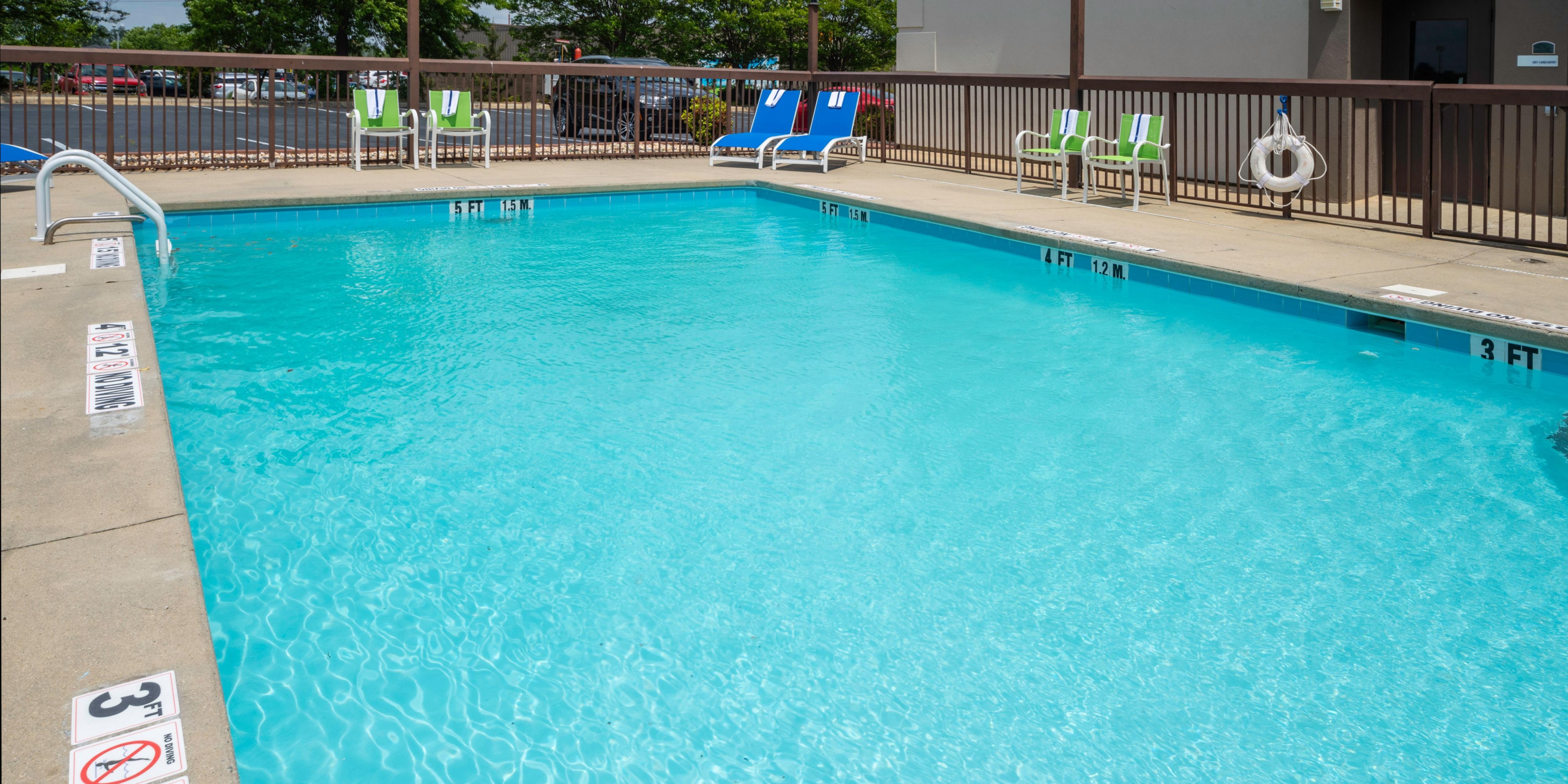 Soak up the sun from any angle, poolside, at Holiday Inn Express Clayton (SE Raleigh). Let our outdoor pool be your oasis. Book now to take a dip!