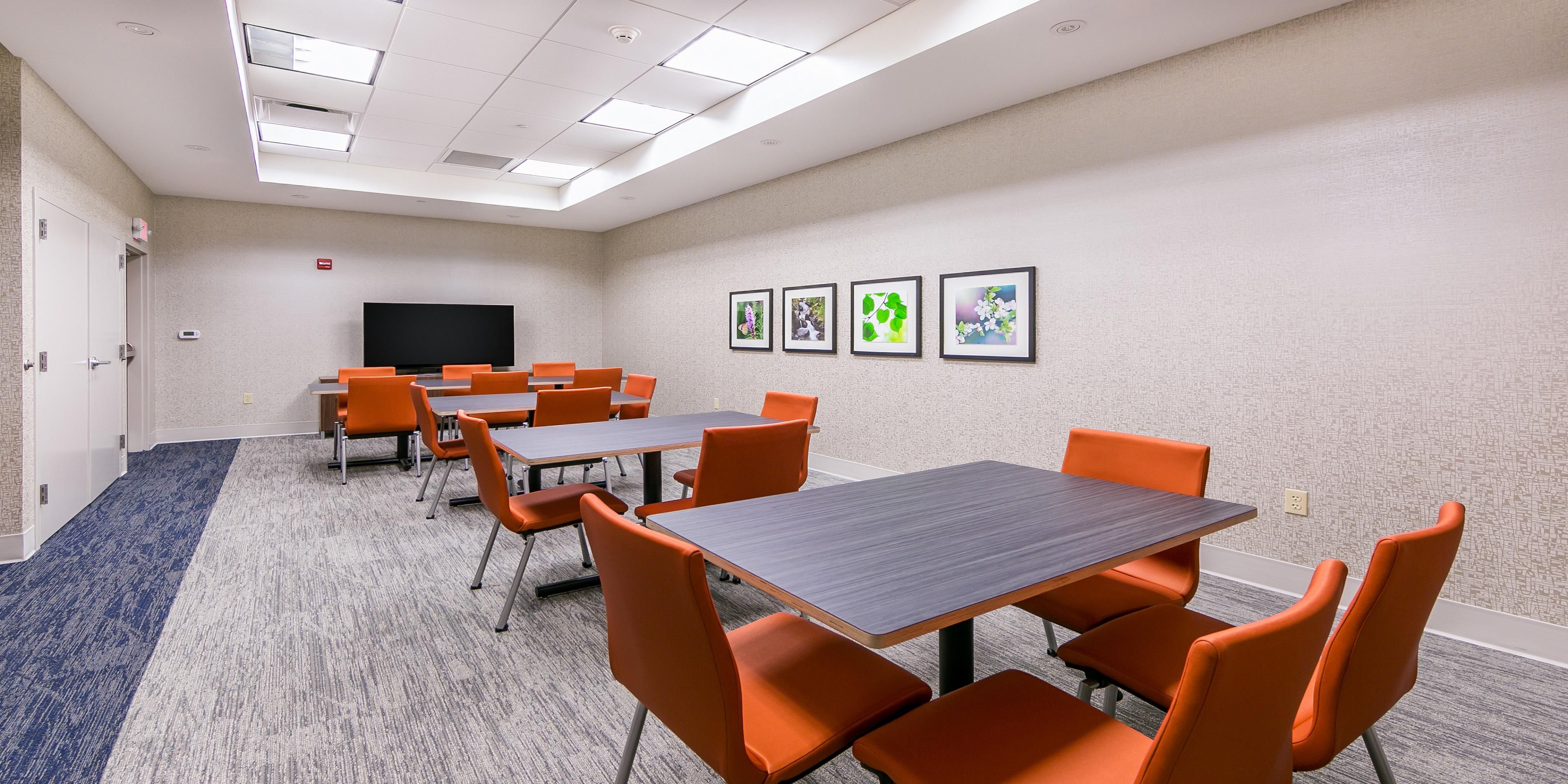 We have a small meeting room available for small parties to rent. The room will accommodate up to 25 people and can be set in a few ways with tables and chairs and table clothes included in room rental.