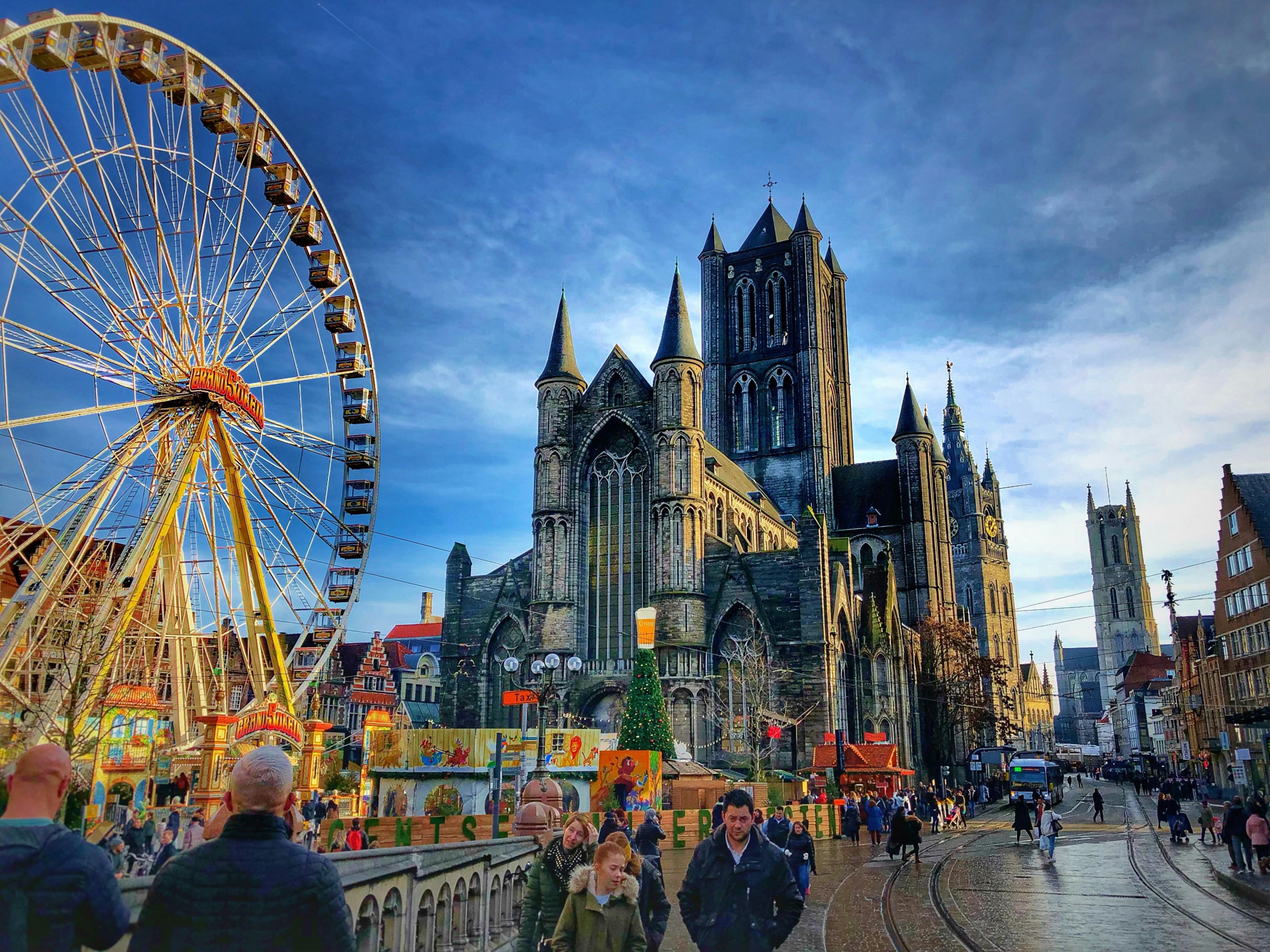 gent city centre with ferris wheel