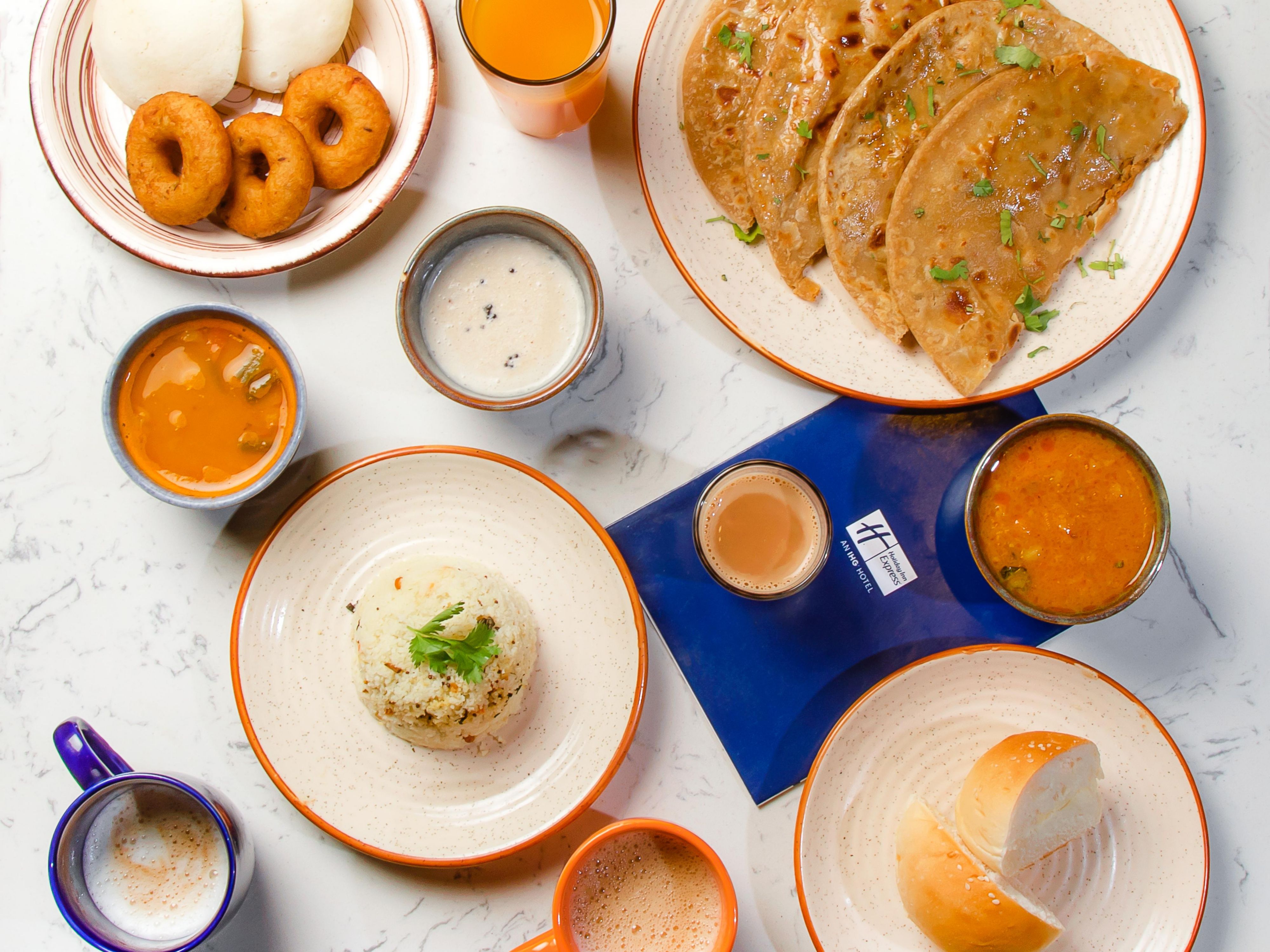 Complimentary breakfast with the Express Start or Grab & Go. Recharge throughout the day with a refreshing all-day snack menu at the Express Cafe, which is our all-day dining restaurant, or you may order your choice of food from our 24-hour room service menu.