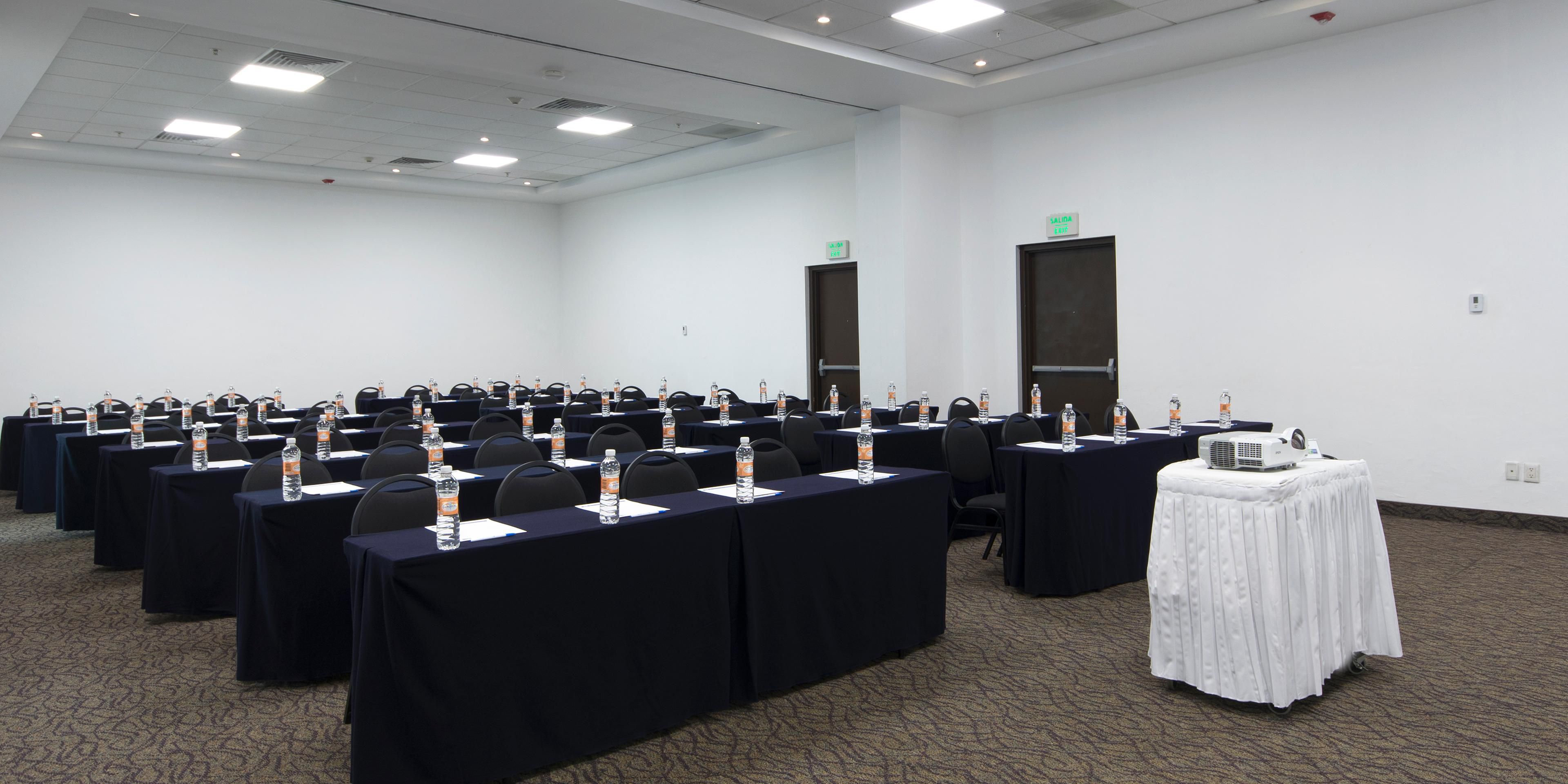 Four meeting rooms with maximum capacity of 120 people are available for any conference or business meeting. Each room has A/V equipment and can be arranged in several ways depending on your event needs.