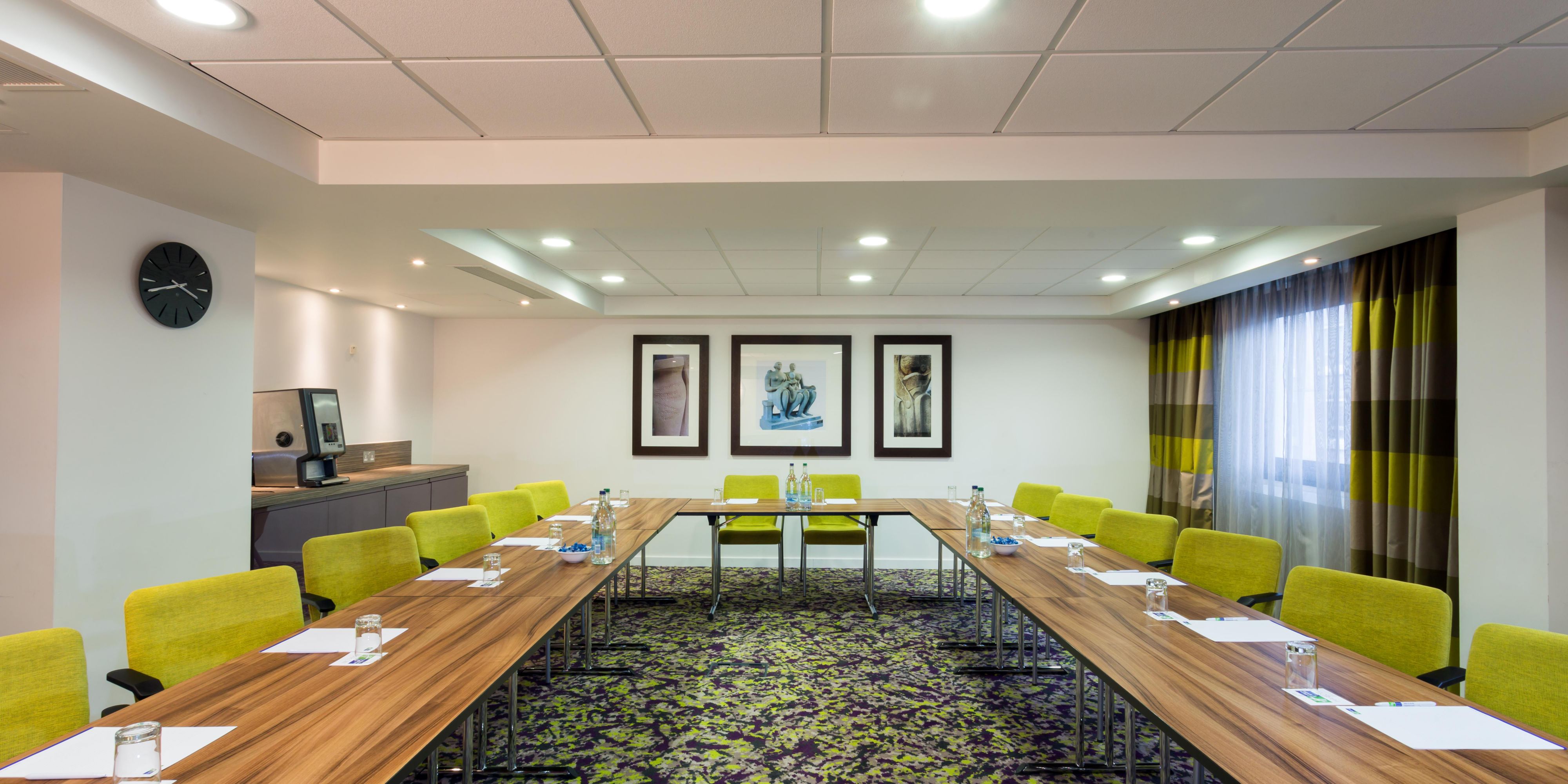 2 comfortable meeting rooms and a great range of in-room facilities.
Perfect for meetings, training sessions, or presentations
• With capacities of 15 to 40 people - perfect for the smaller meeting
Day Delegate Package includes: 
• Full day room hire
• Unlimited tea and coffee with biscuits and bottled water in the room
• Sandwich buffet lunch

