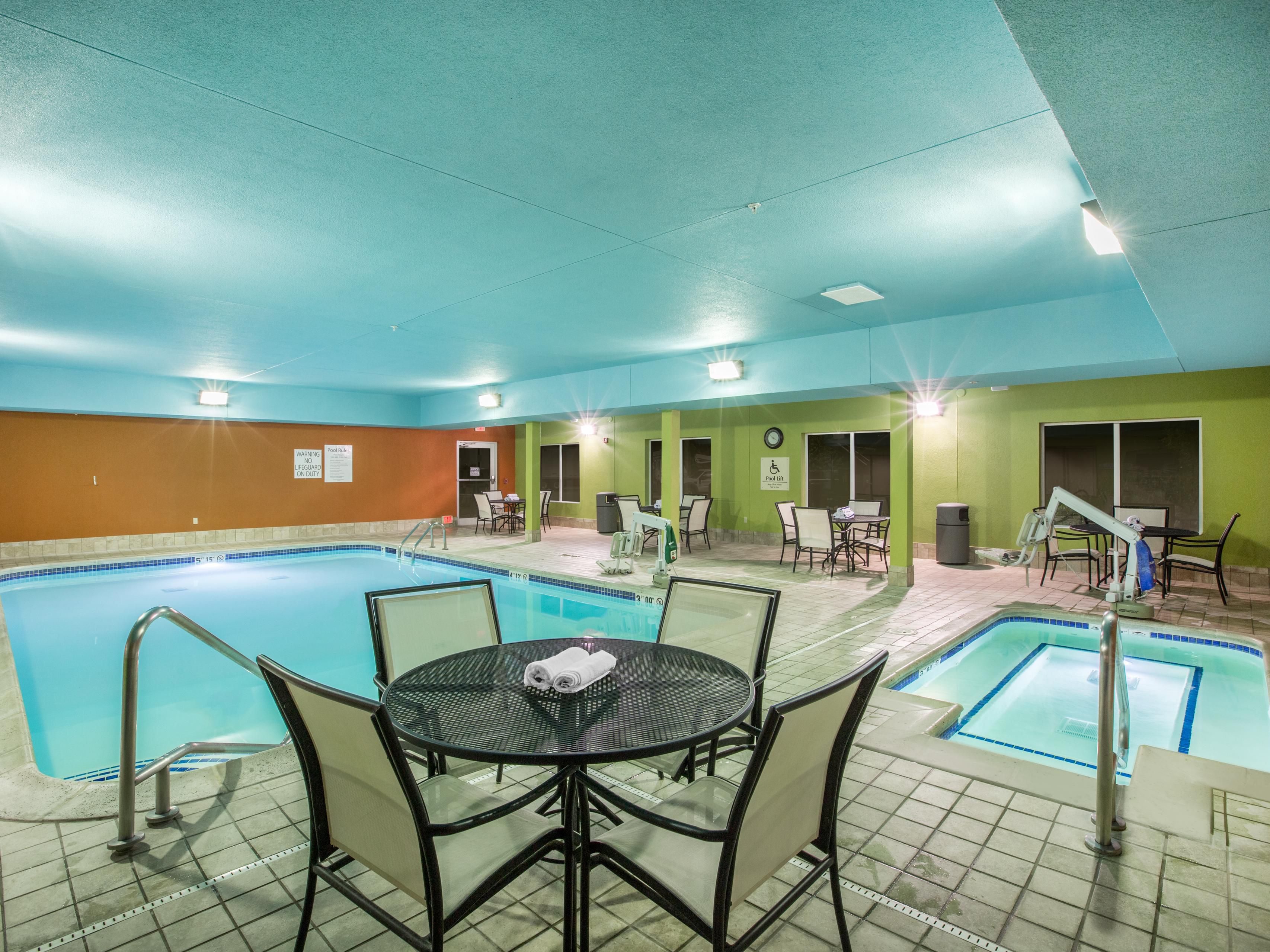 Kick back and relax in our indoor hot tub  