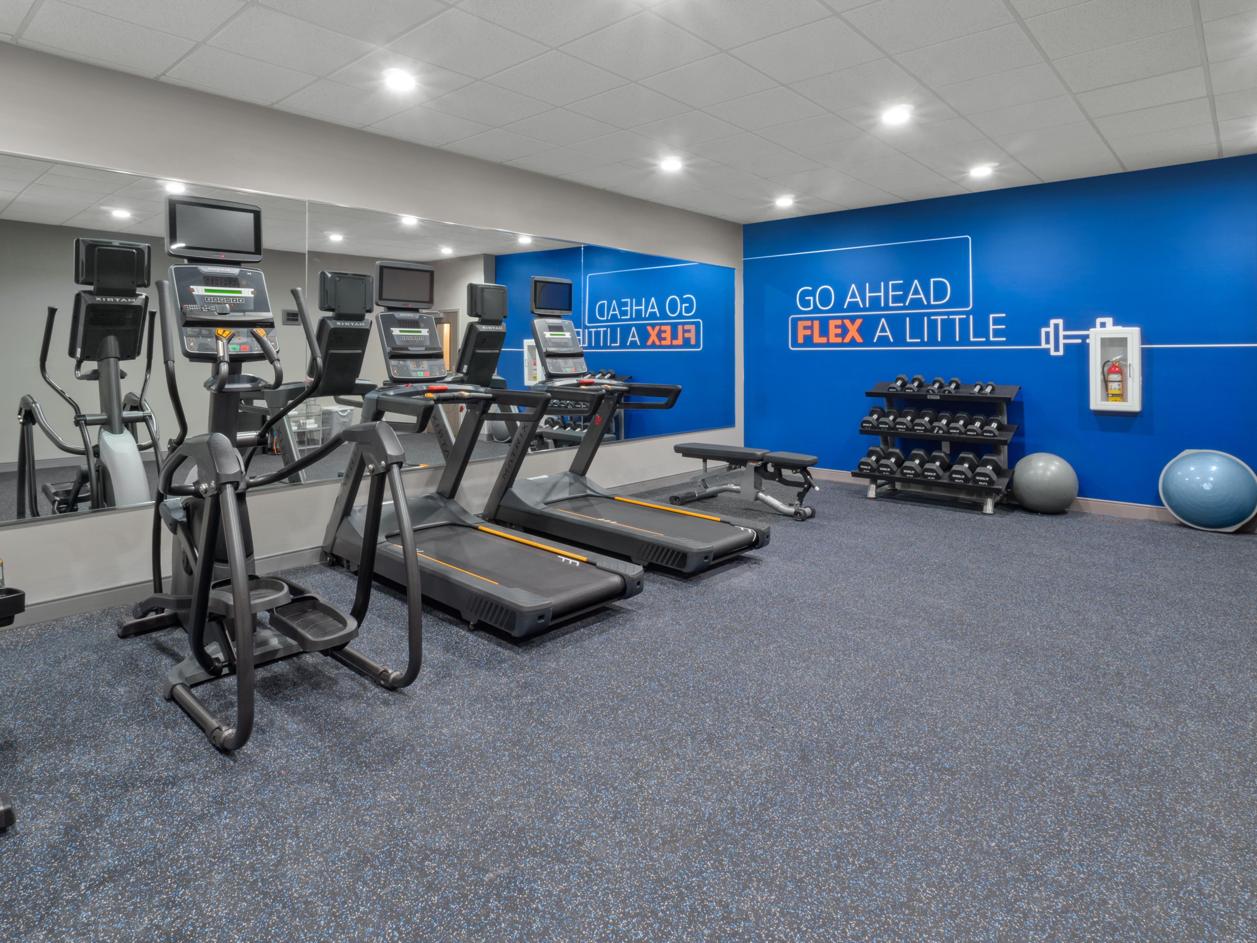 Work out on the road in our modern gym facility!