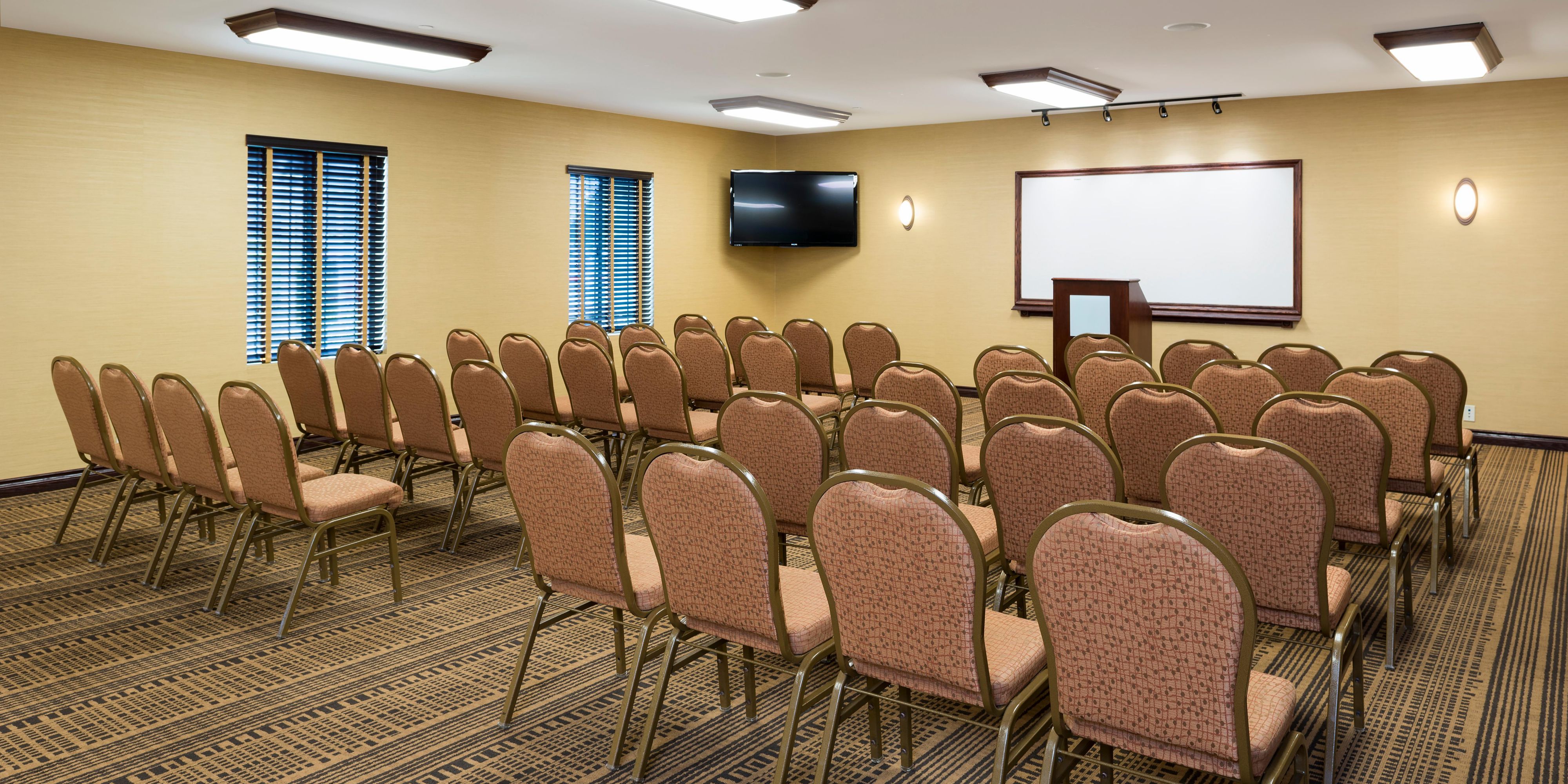 Looking for the perfect space for you next gathering? Our meeting space is perfect for your next business meeting, conference, baby shower, or family reunion. Reserve just our meeting space or book a block of rooms to go with it, either way - we've got you covered. E-mail or contact the hotel directly for details, including rates and add-on items.
