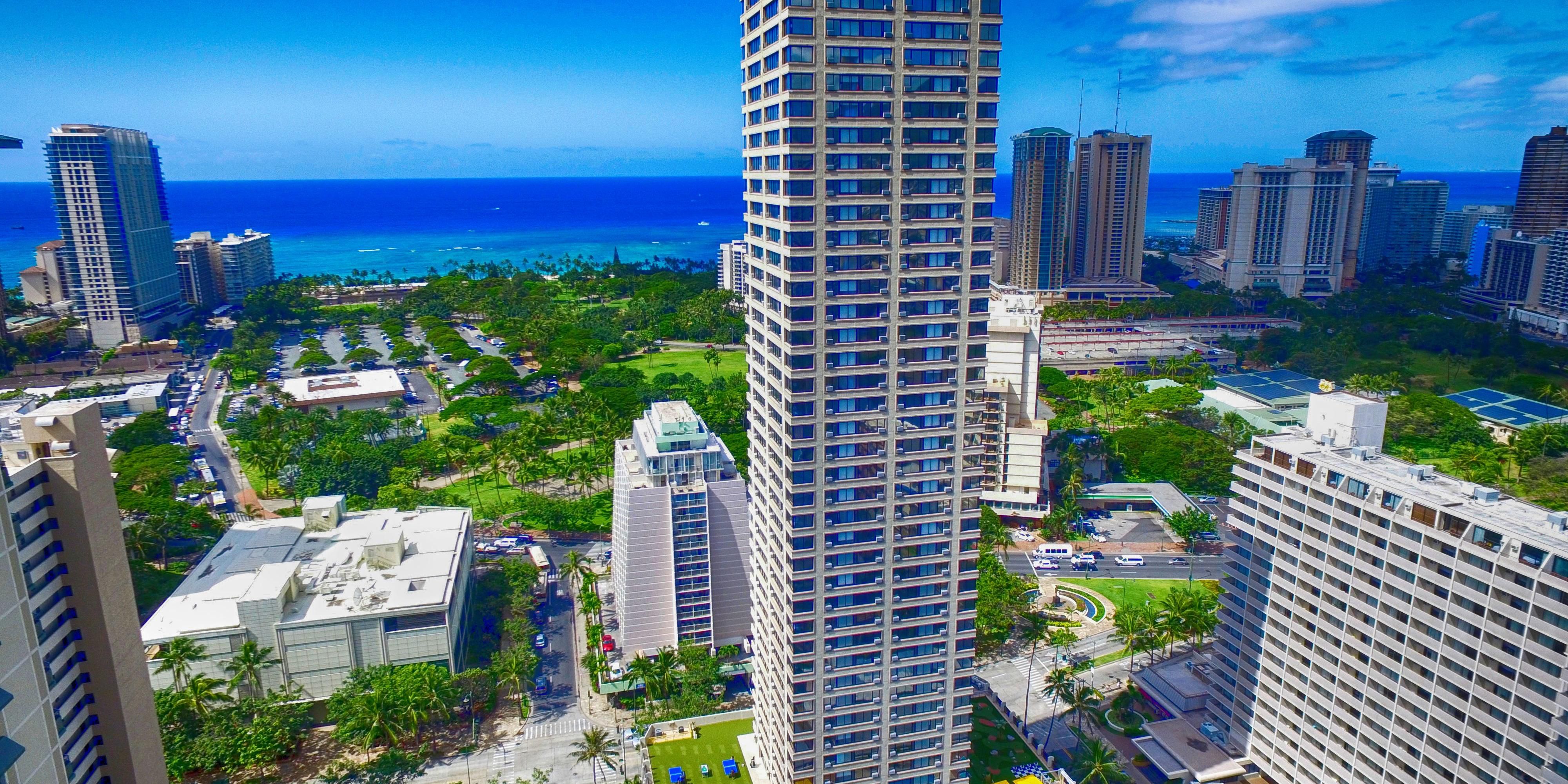 Enjoy our views from the top. All of our oceanfront suites enjoy a spectacular view of downtown Waikiki and the world-famous Waikiki Beach.