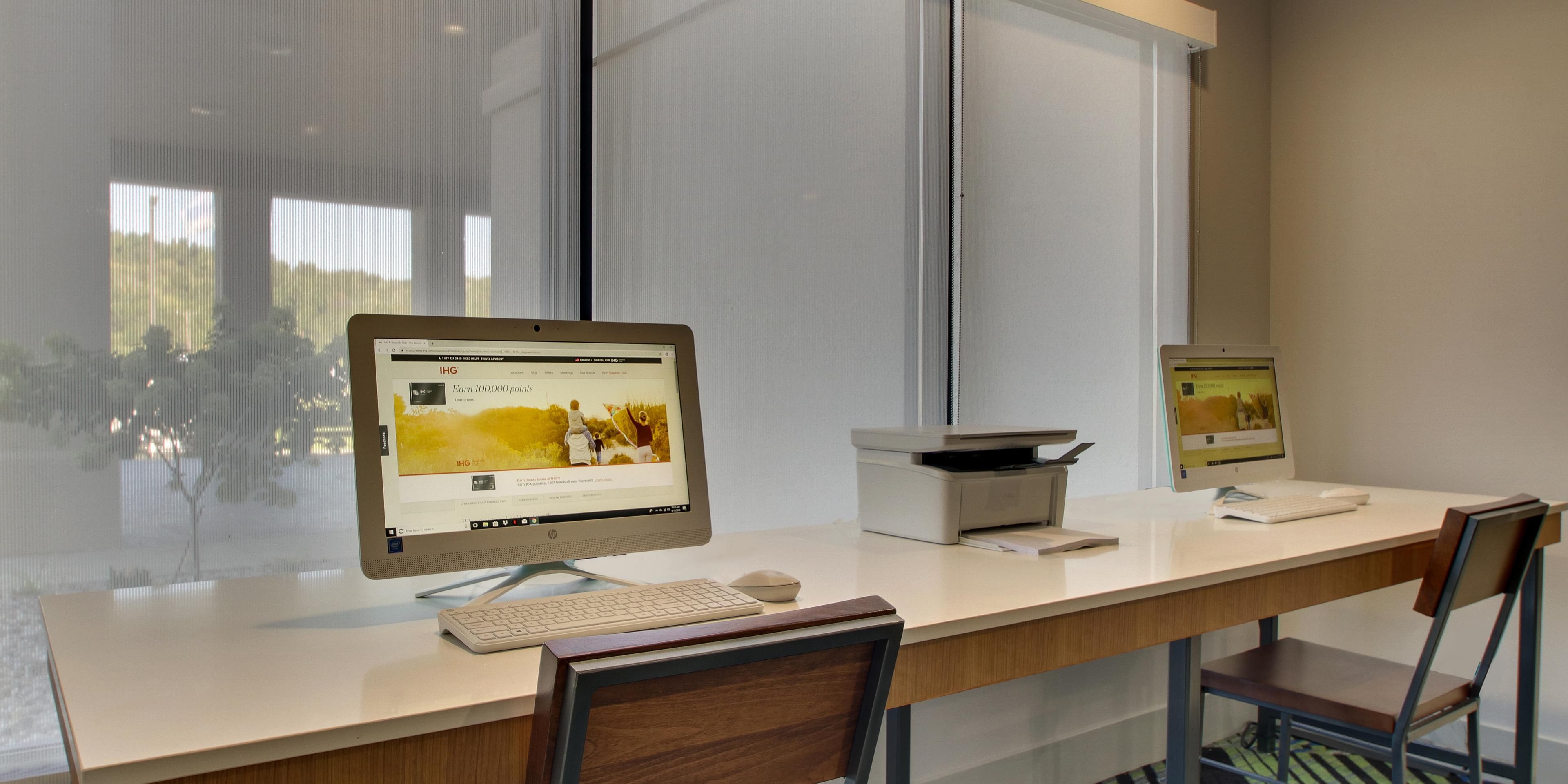 Our business center is here for you! Always open and stocked with office supplies for every need.