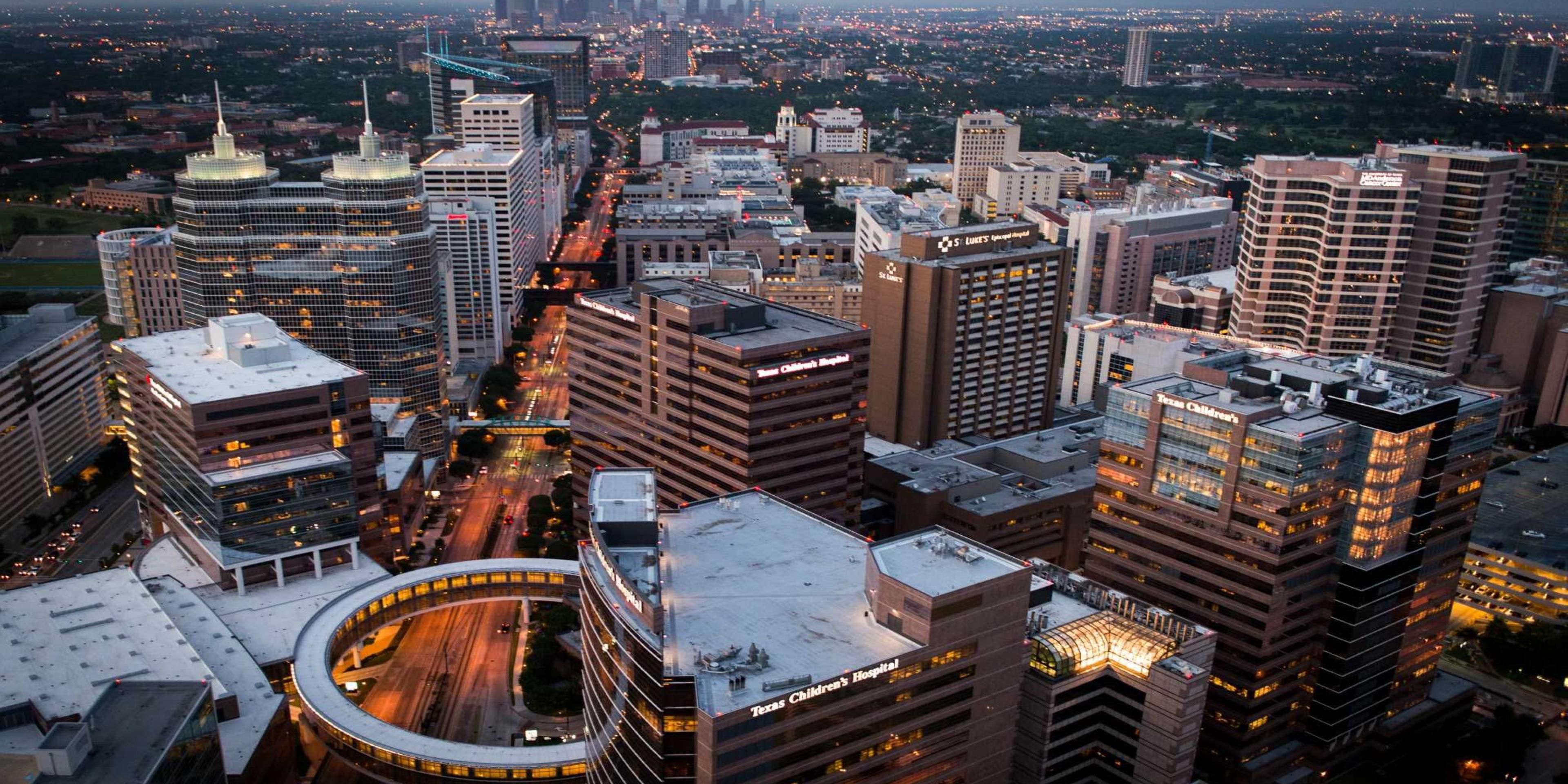 The largest medical center in the world and the 8th largest business district in the United States. With over 9,000 patient beds in 21 hospitals, the TMC sees over 180,000 patients annually.