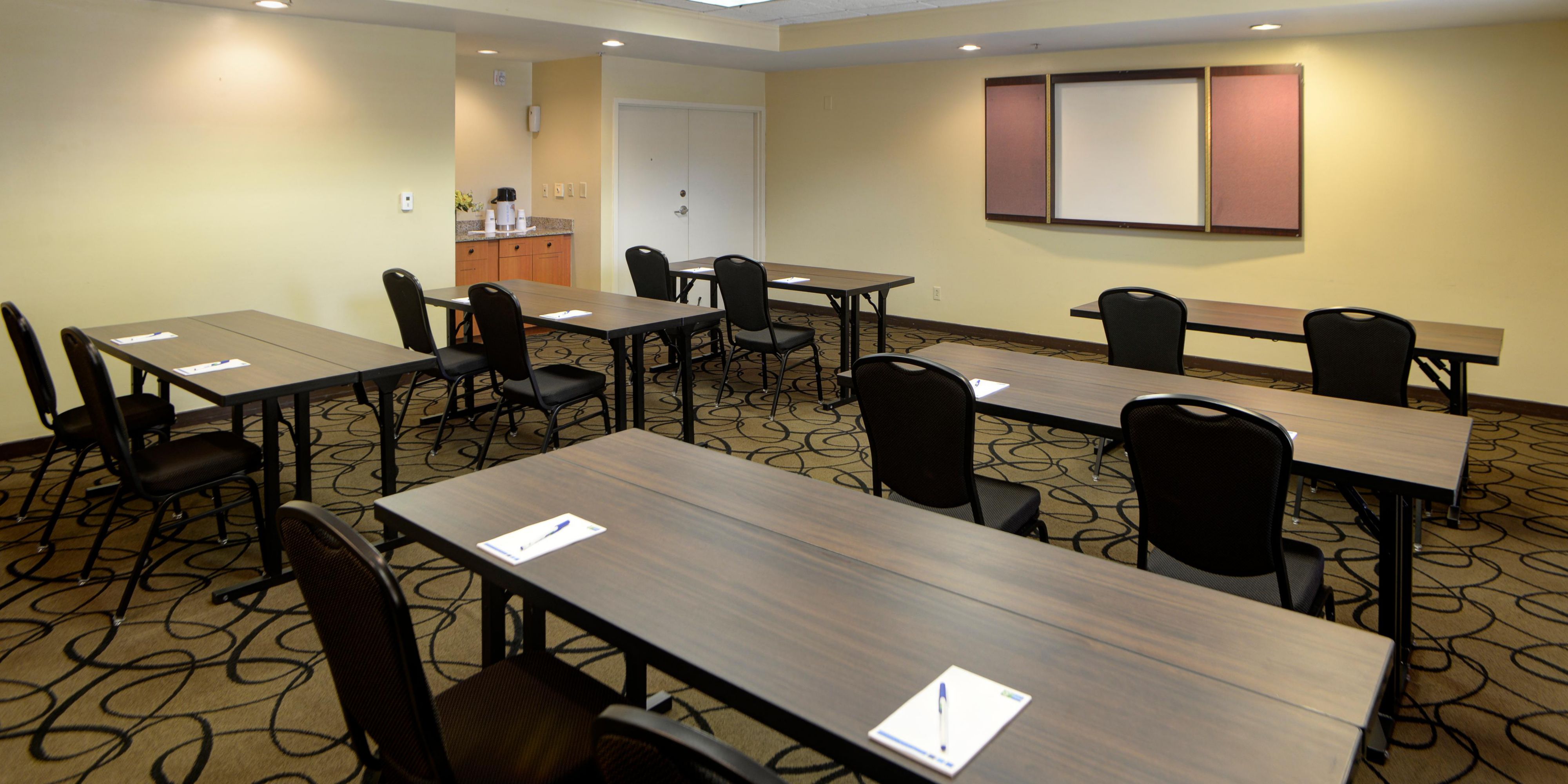 Looking for a place to hold your next business meeting or small get together? Our Indianapolis hotel's 552-square-feet meeting room can seat up to 30 guests for a lecture or a sales presentation. Audio/visual equipment is provided for a small fee.