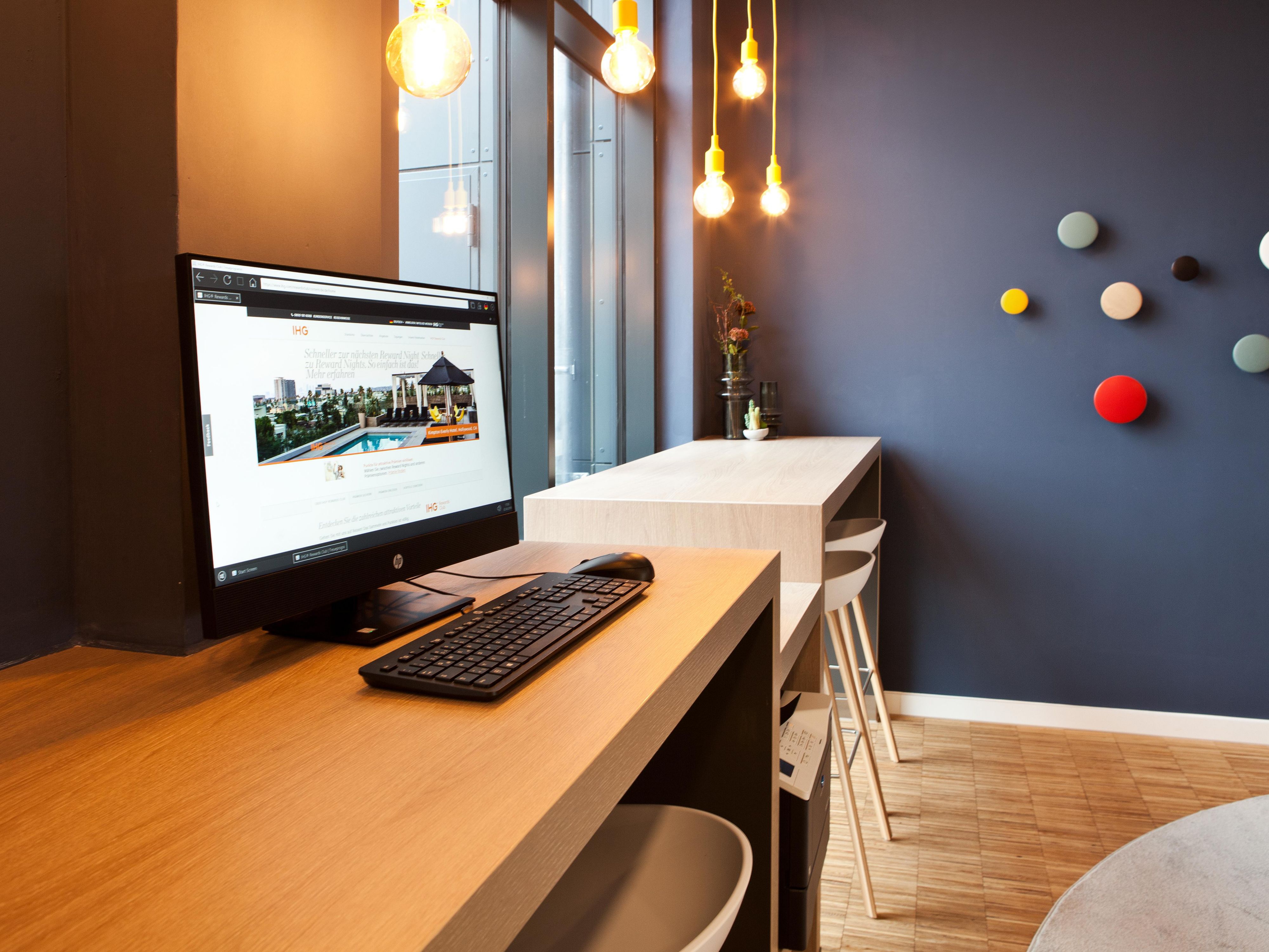 PC with Printer in Business Corner