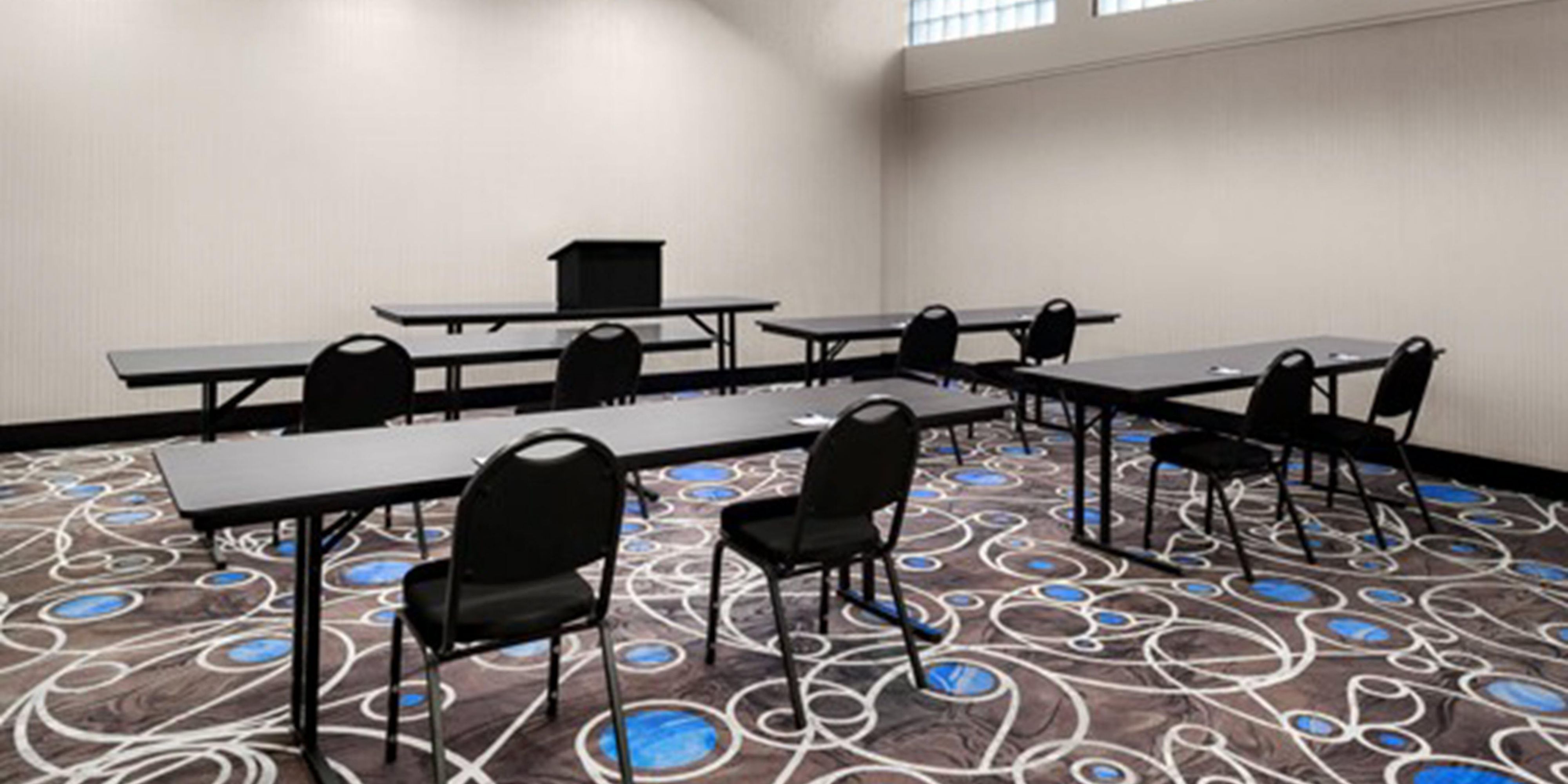 Meeting at a Distance  - have your meetings more focused but socially distant with only the “doers” at the table

Stay on track by using the time to pin down the most important issue concerning only those involved

Use our smart TV to link with individual devices to loop someone that only has a small bit of information for projects.