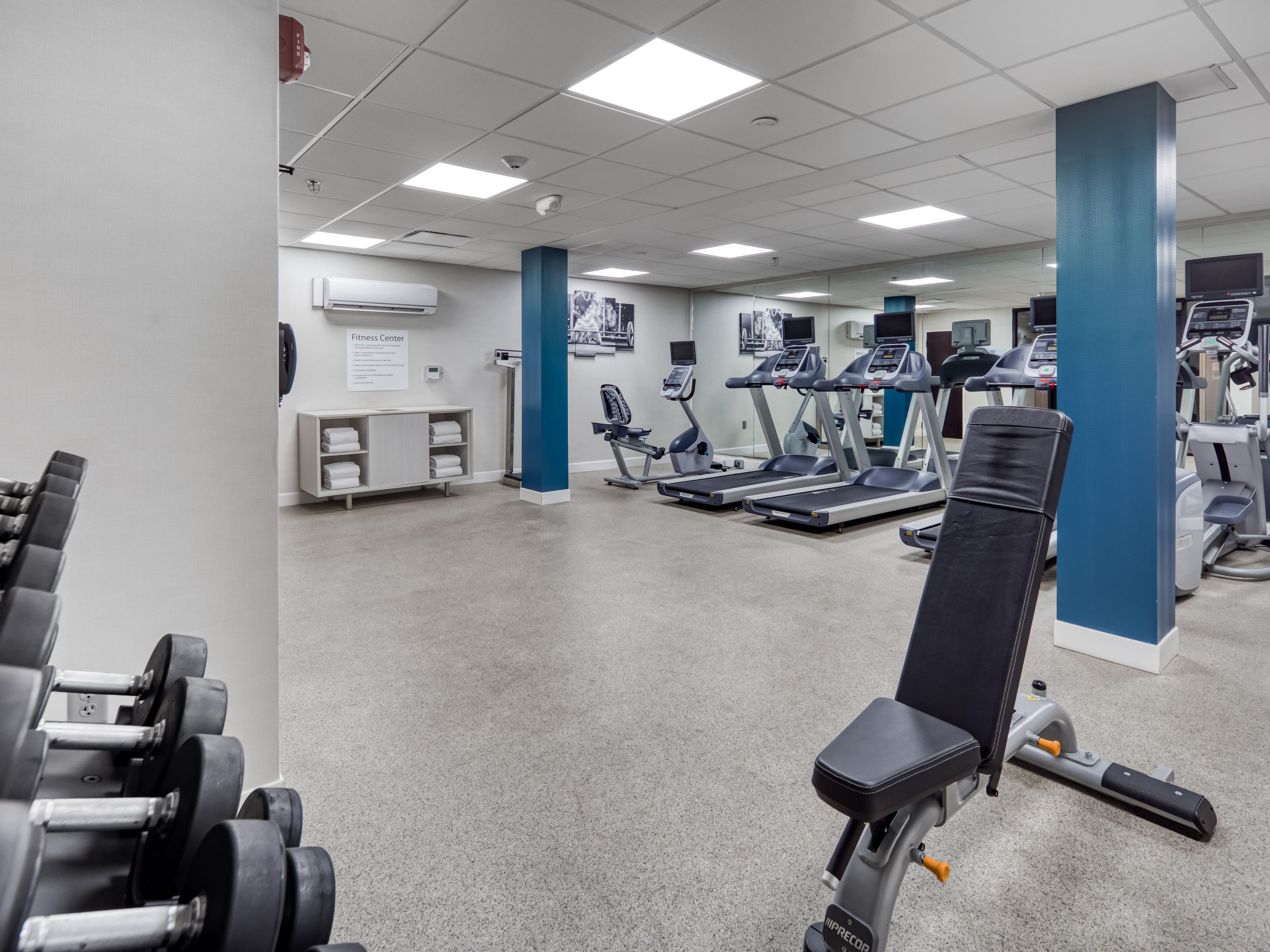 Stay in shape at our Kansas City hotel with a fitness center.