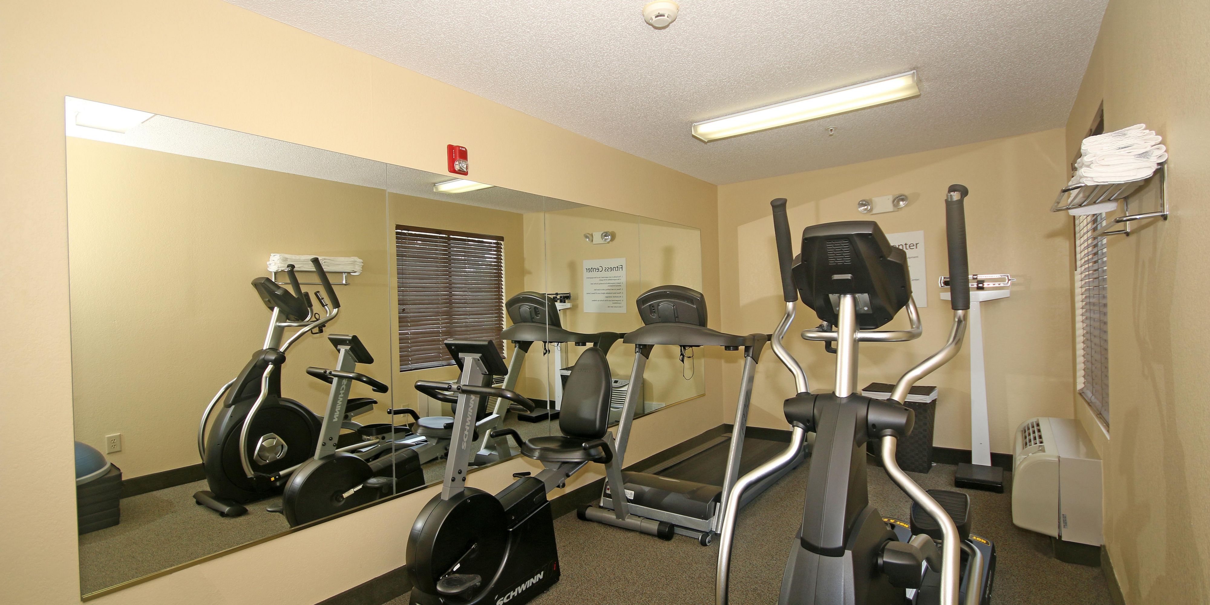 Fit travelers, don't sweat it, we've got you covered! Enjoy an invigorating workout in our complimentary Fitness Center. You'll find treadmills, elliptical machines, free weights or a stationary bicycle available just for you! Stay smart and fit when you stay with us!
