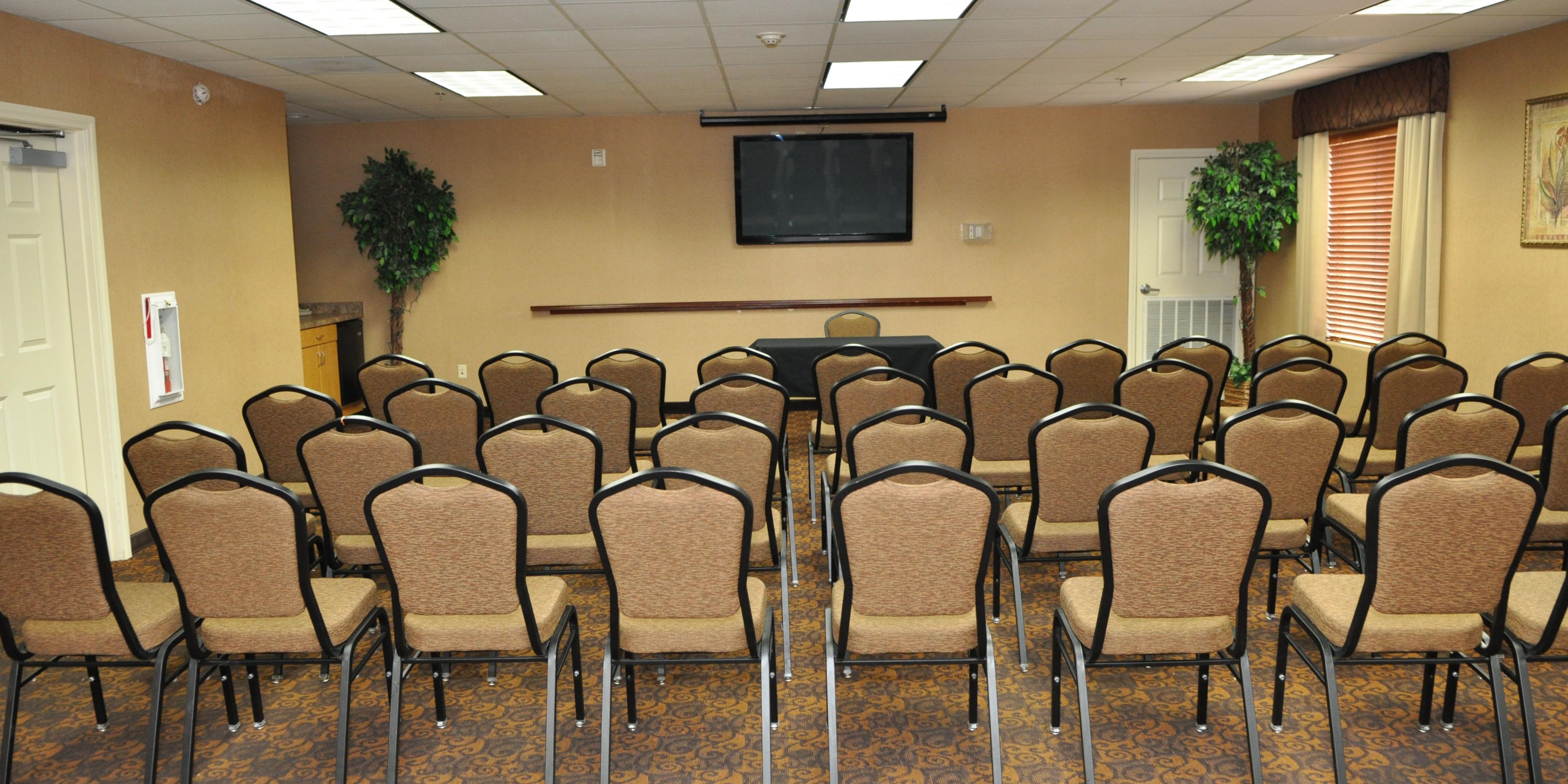 Let us host your next meeting in our on-site meeting space.  We can accommodate many styles of seating, so please give us a call or send us an email inquiry for a quote.  