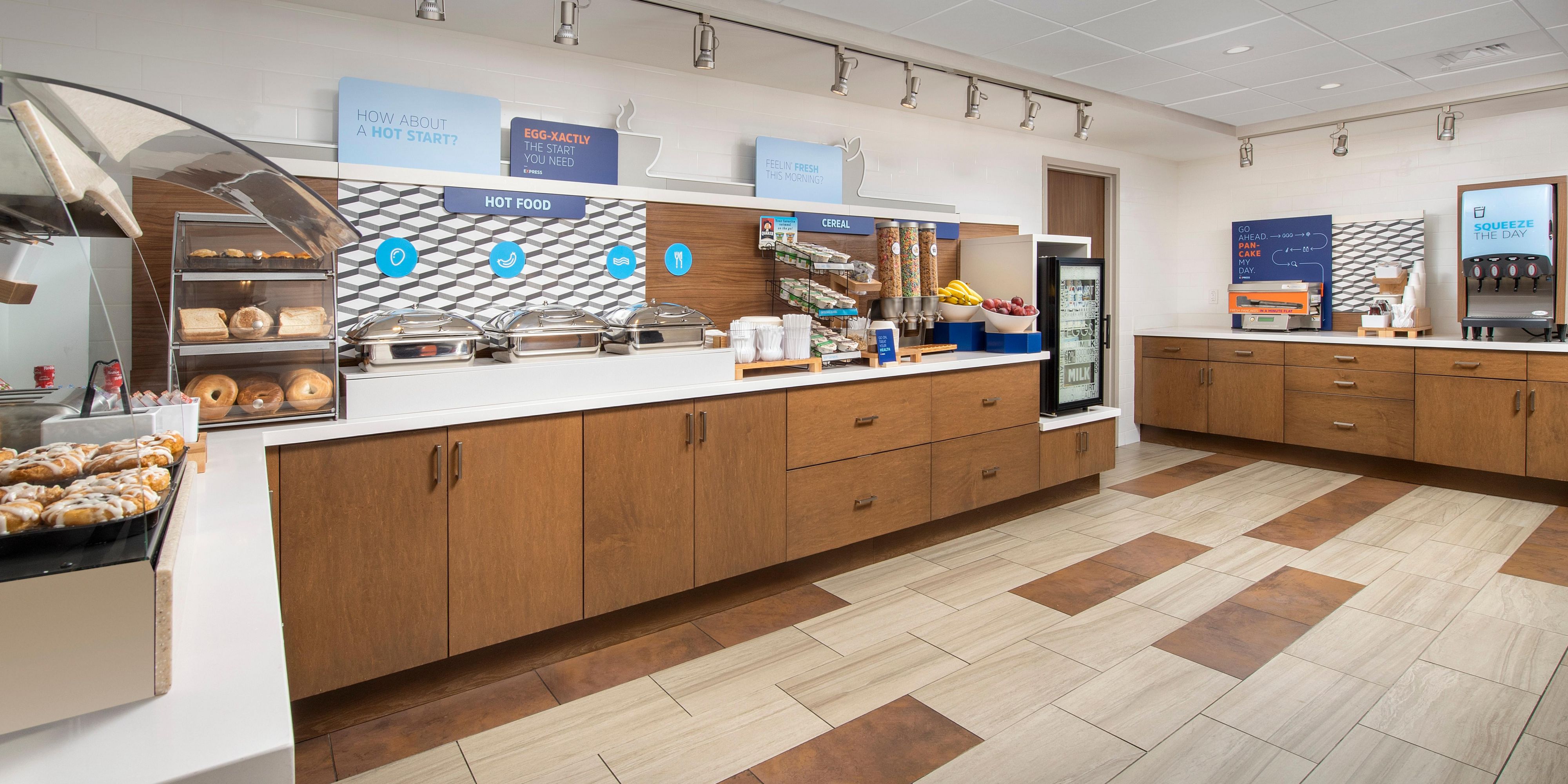 Our hot and cold breakfast buffet is included in your stay. There are a variety of options to choose from such as, pancakes, eggs, bacon, sausage, cereals and juice. 