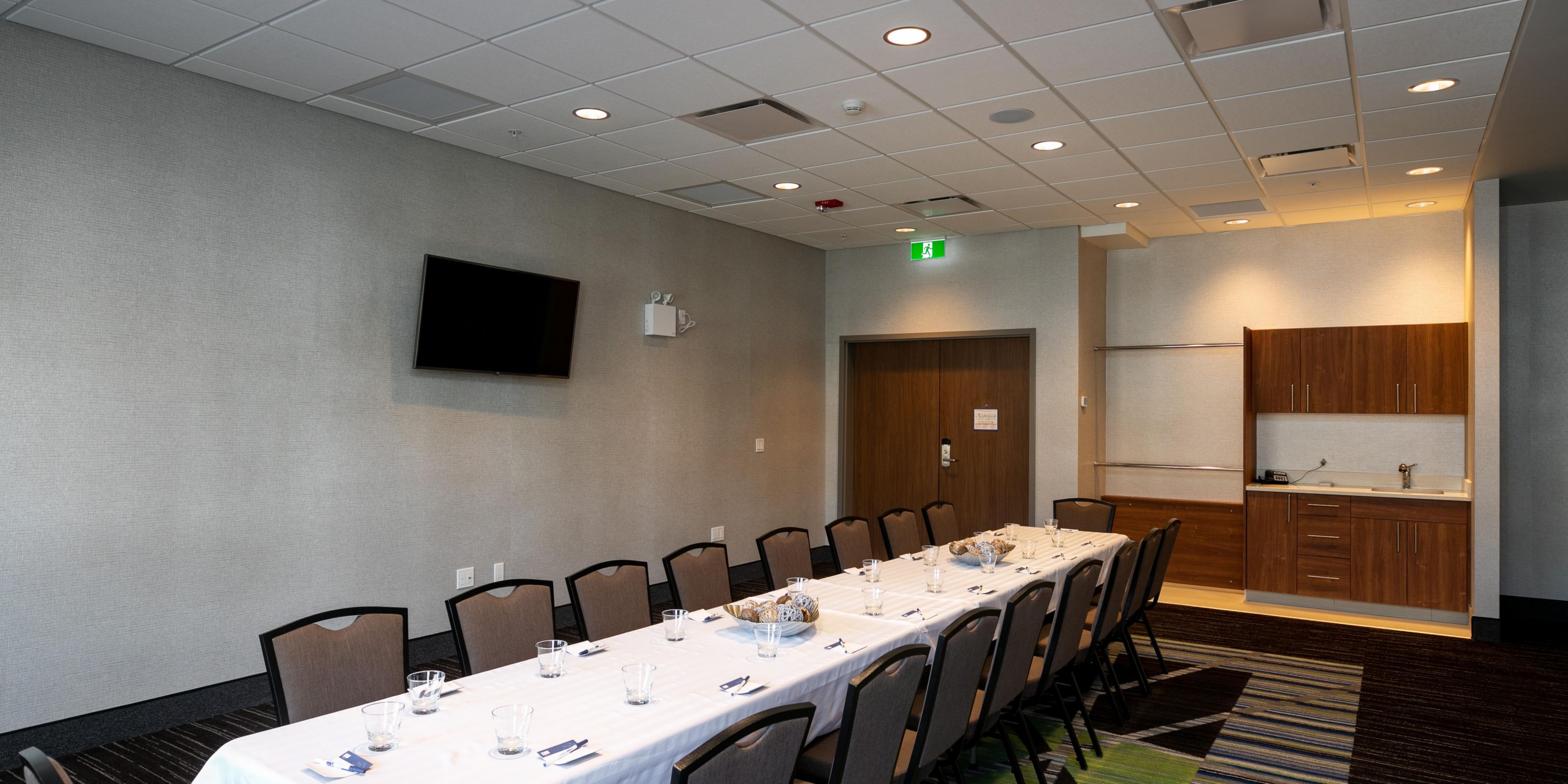 3 meeting rooms available.  Flexible business boardroom for seating up to 12 guests, flexible meeting rooms which combine into 1 room with seating up to 100 guests.