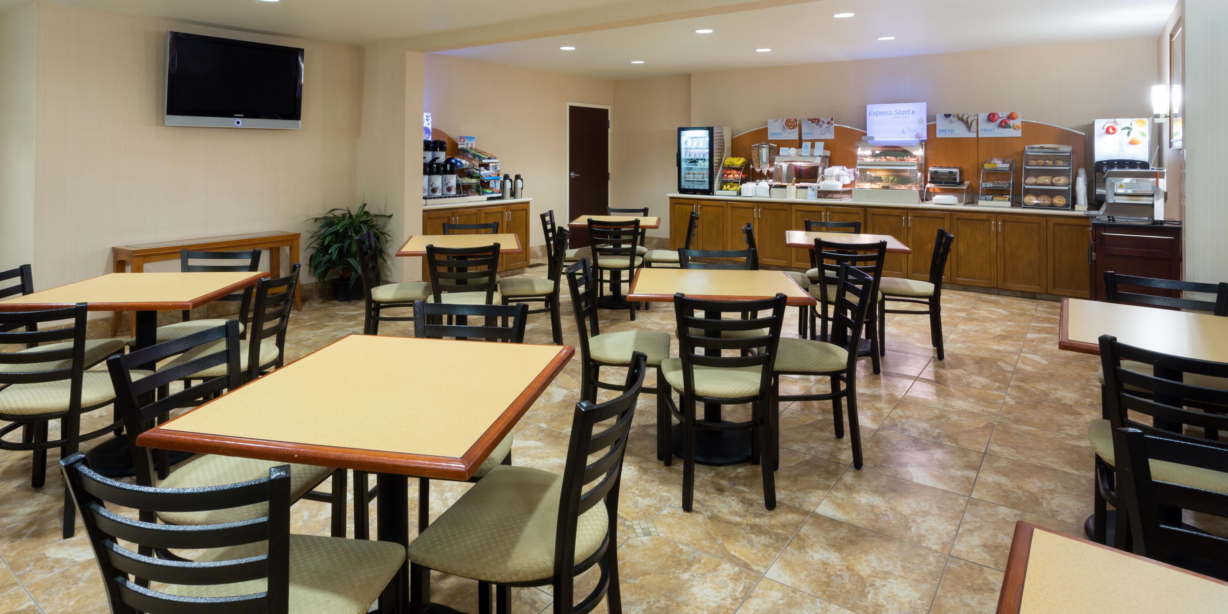 At the Holiday Inn Express and Suites Lompoc we have a complimentary, hot breakfast waiting for you every morning. There's a whole buffet full of offerings sure to please everyone. Our Express Start Breakfast is the perfect way to begin your day.
