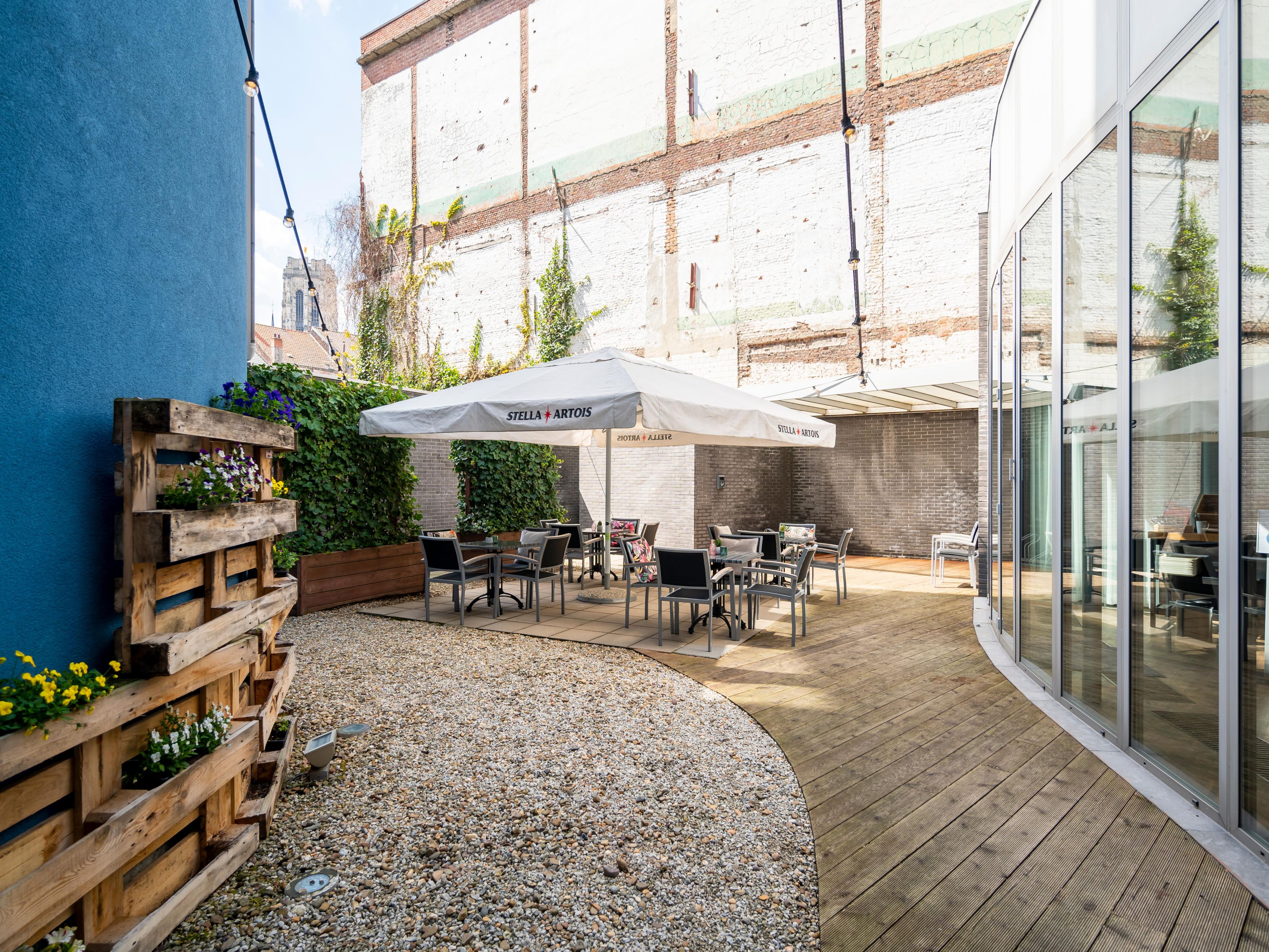 Enjoy the sun in the courtyard
