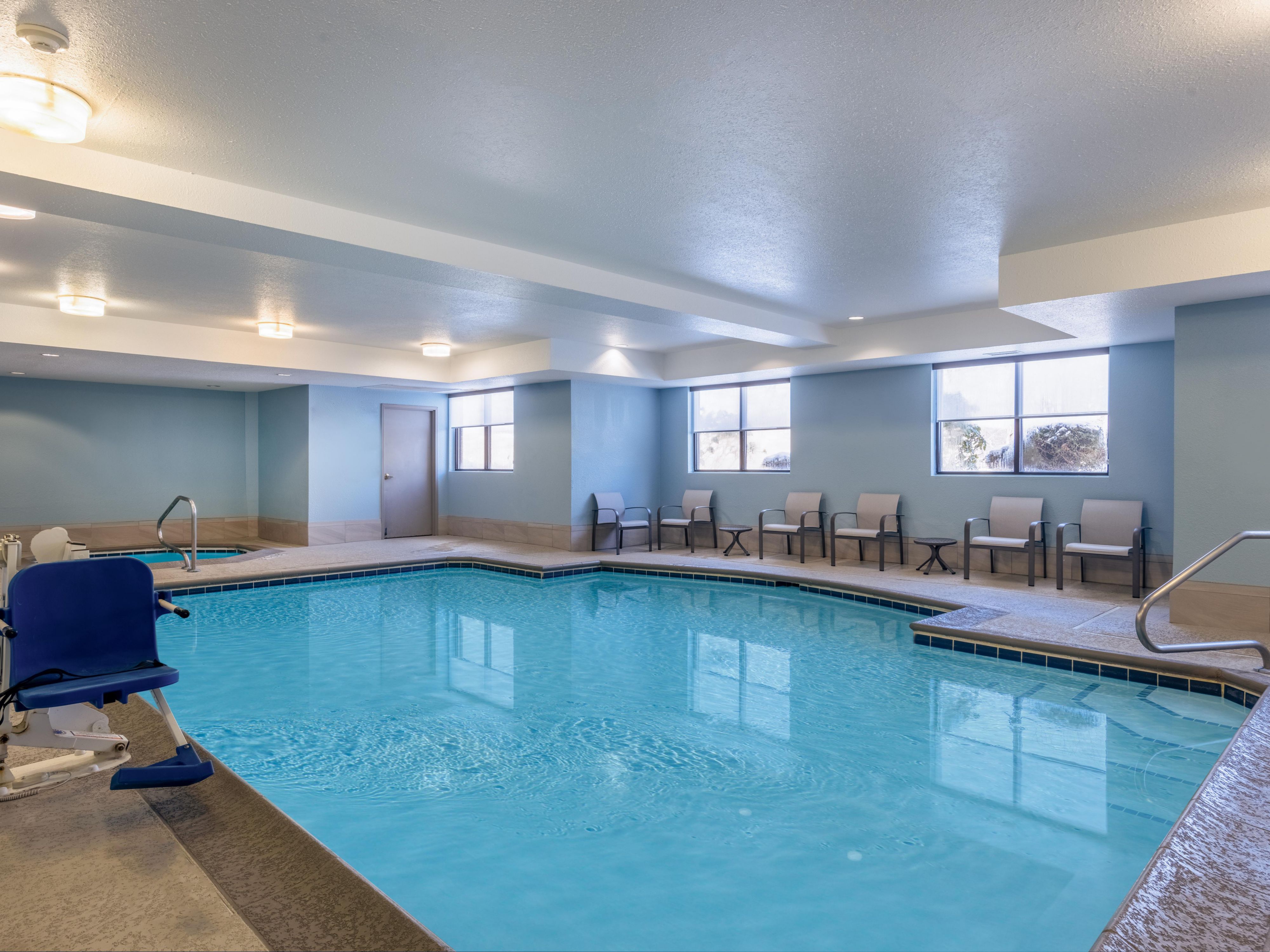 Heated indoor pool and hot tub