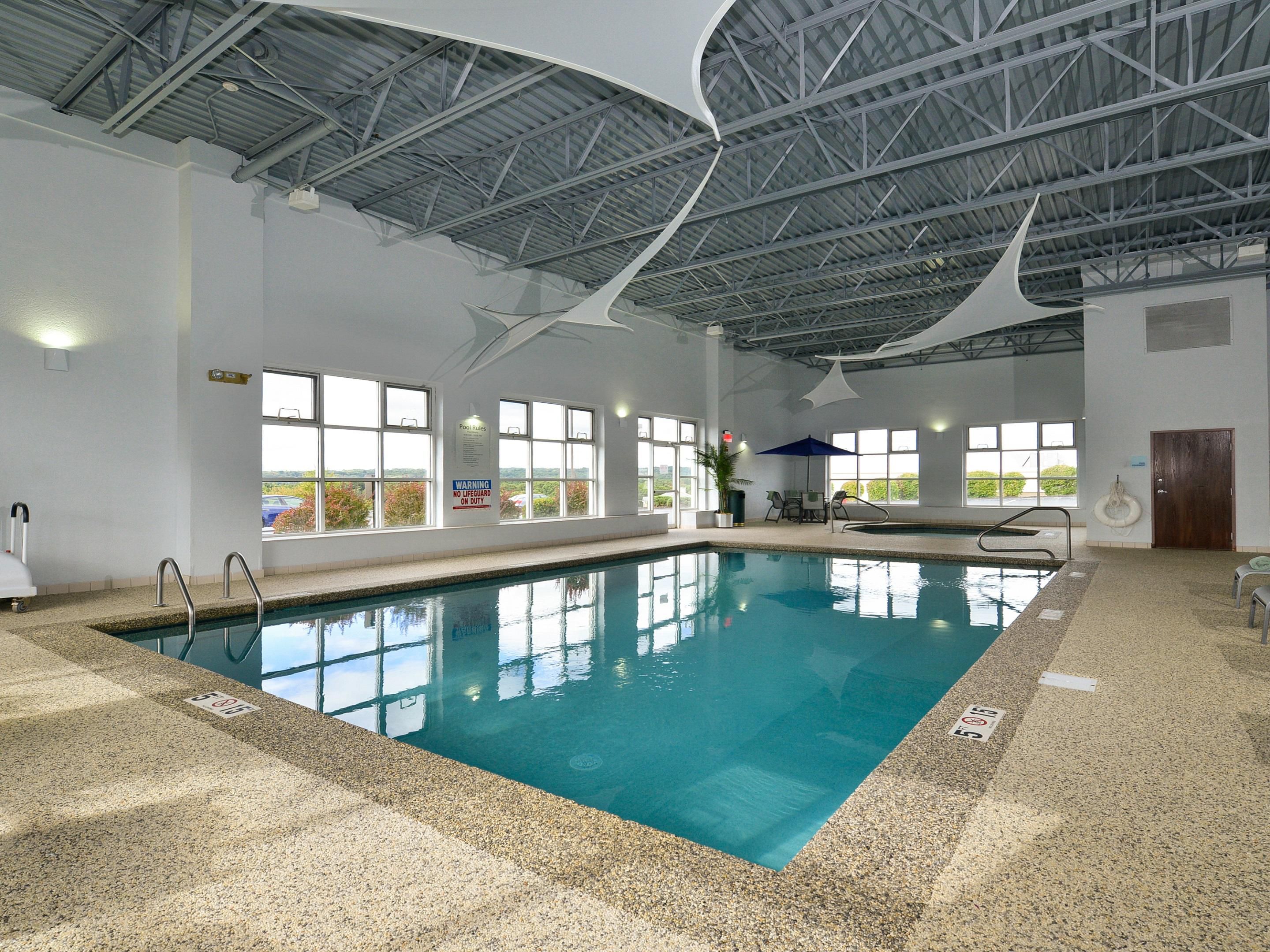 Start your morning with invigorating laps or unwind in the evening with a soothing soak in the hot tub. Whichever you prefer, our indoor pool area is the perfect place for recreation and relaxation. Pool hours are 8:00 AM to 10:00 PM.